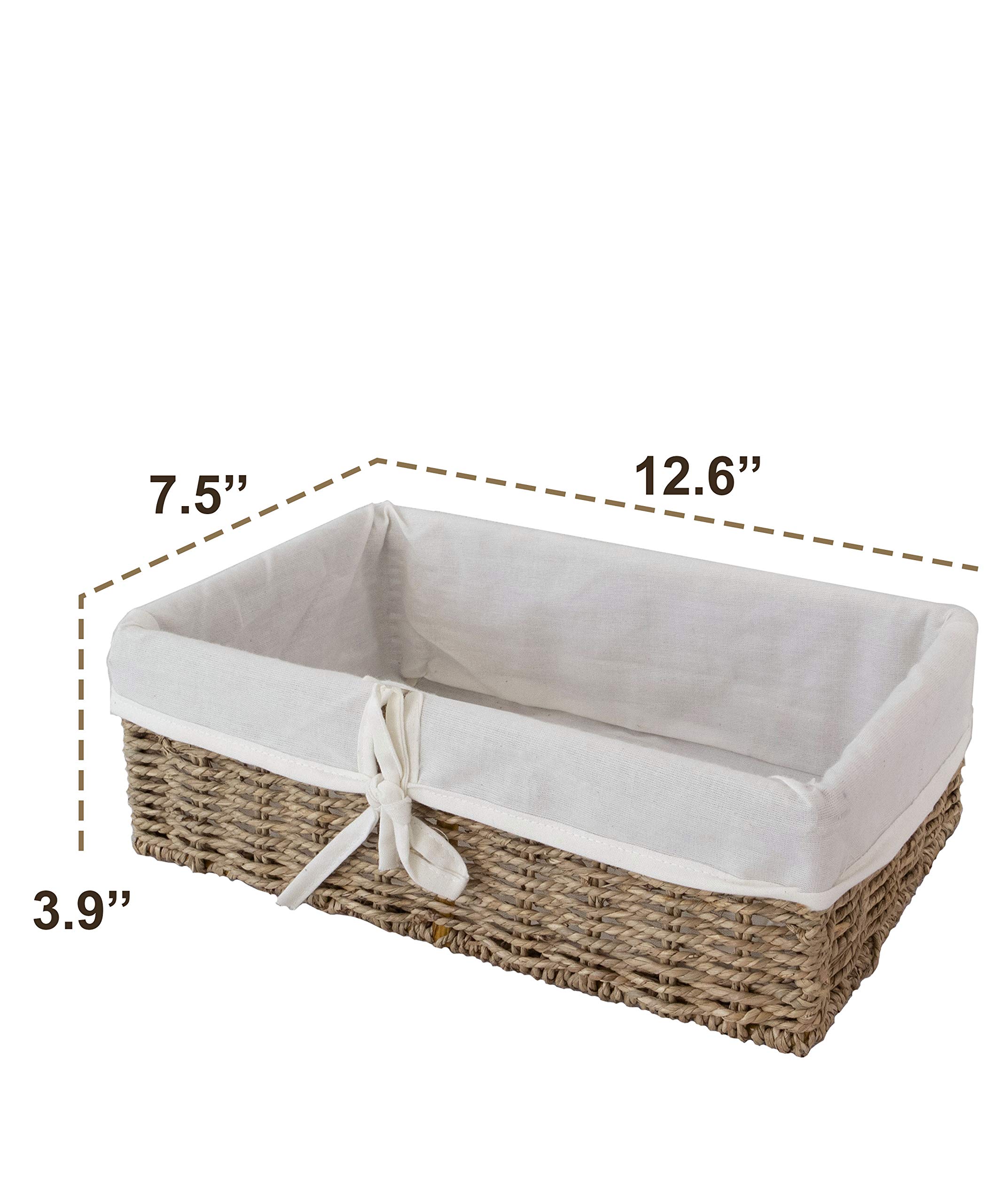 Natural Seagrass Woven Storage Basket with Linen Liner - Decorative Organizer for Bathroom, Living Room & Closet - Perfect for Towels, Beauty Products & Home Decor Storage