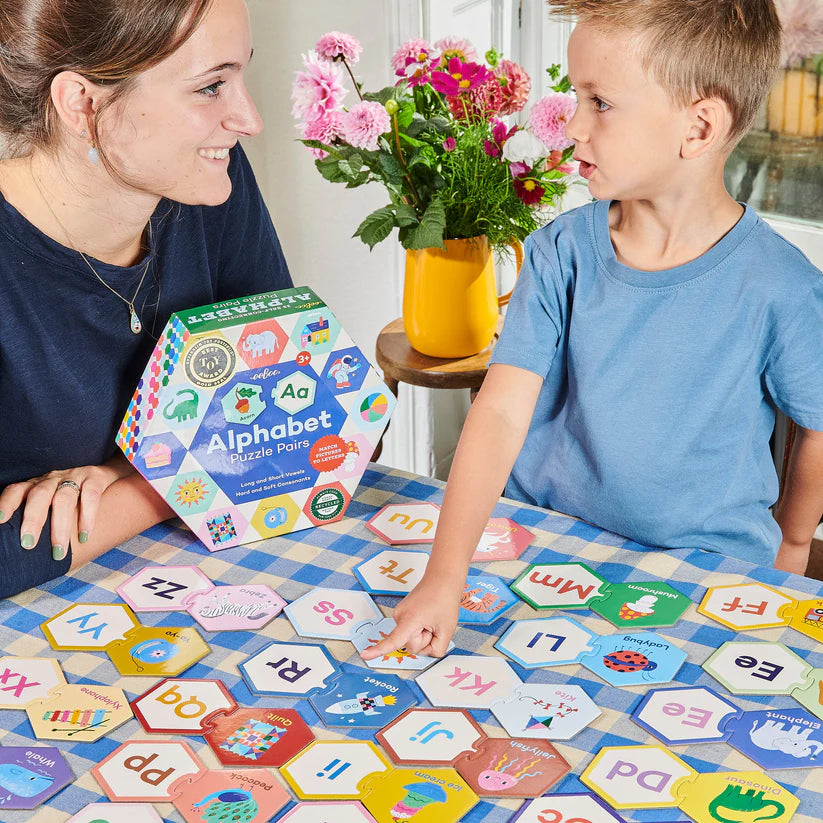 Alphabet Hexagon Puzzle Pairs - Educational ABC Learning Toy for Kids | Perfect for Preschool Classroom & Homeschool Activities