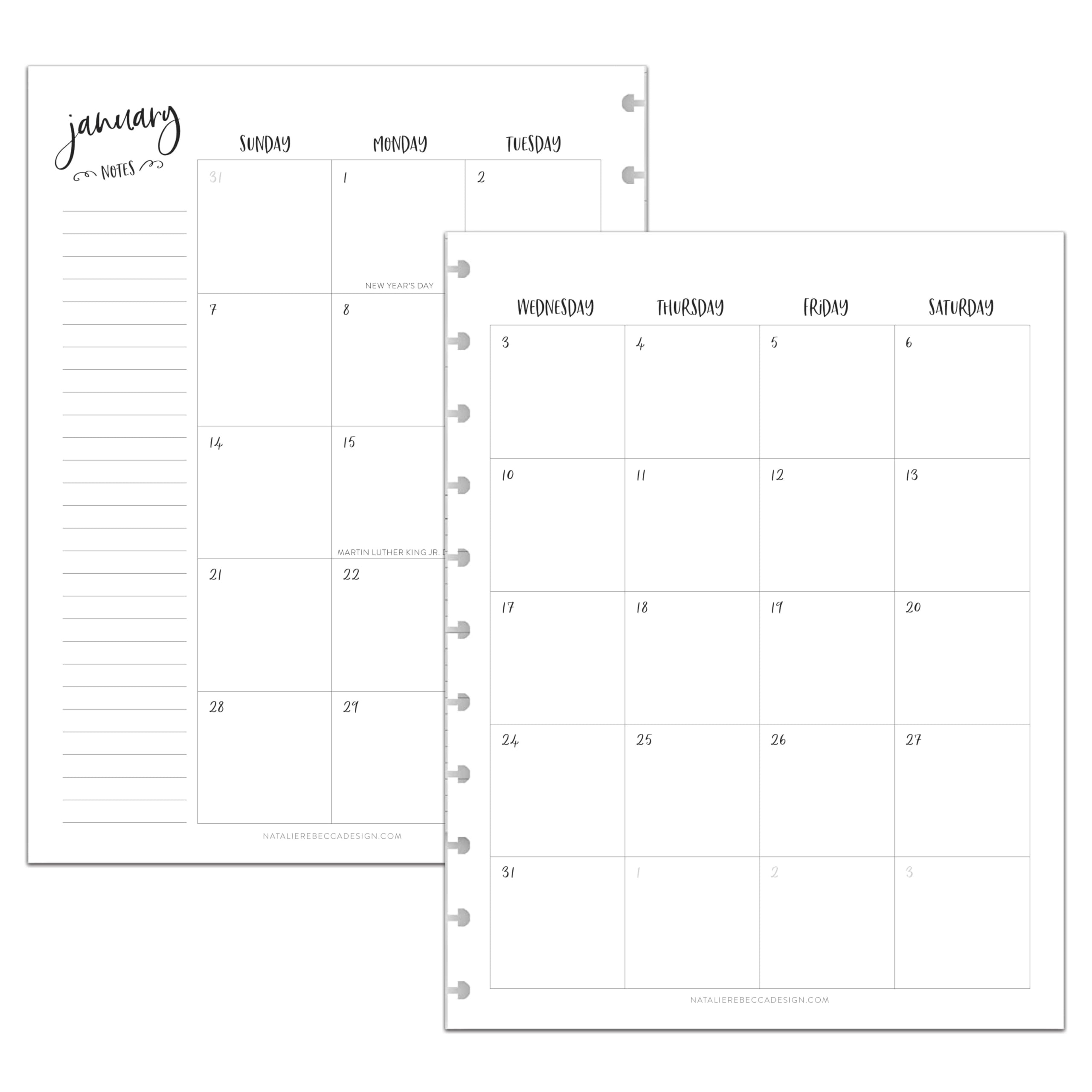 BetterNote 2025 Monthly Planner Refill for Discbound Notebooks – Compatible with Happy Planner, Levenger Circa, Arc Staples, TUL Office Depot & InkWell Press (Whimsy Design, 9-Disc, 7