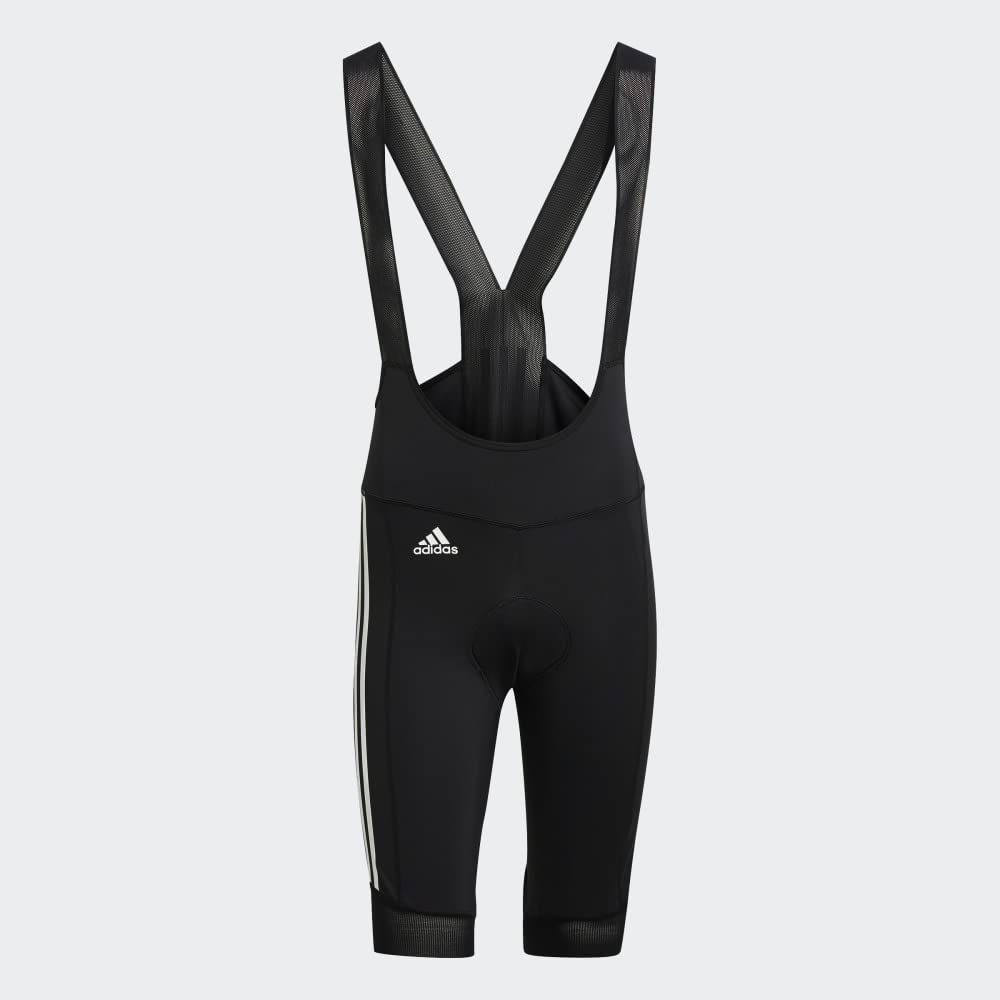 **Adidas Men's Padded Cycling Bib Shorts - Black & White - Comfortable & Breathable for Road Biking & Indoor Training**
