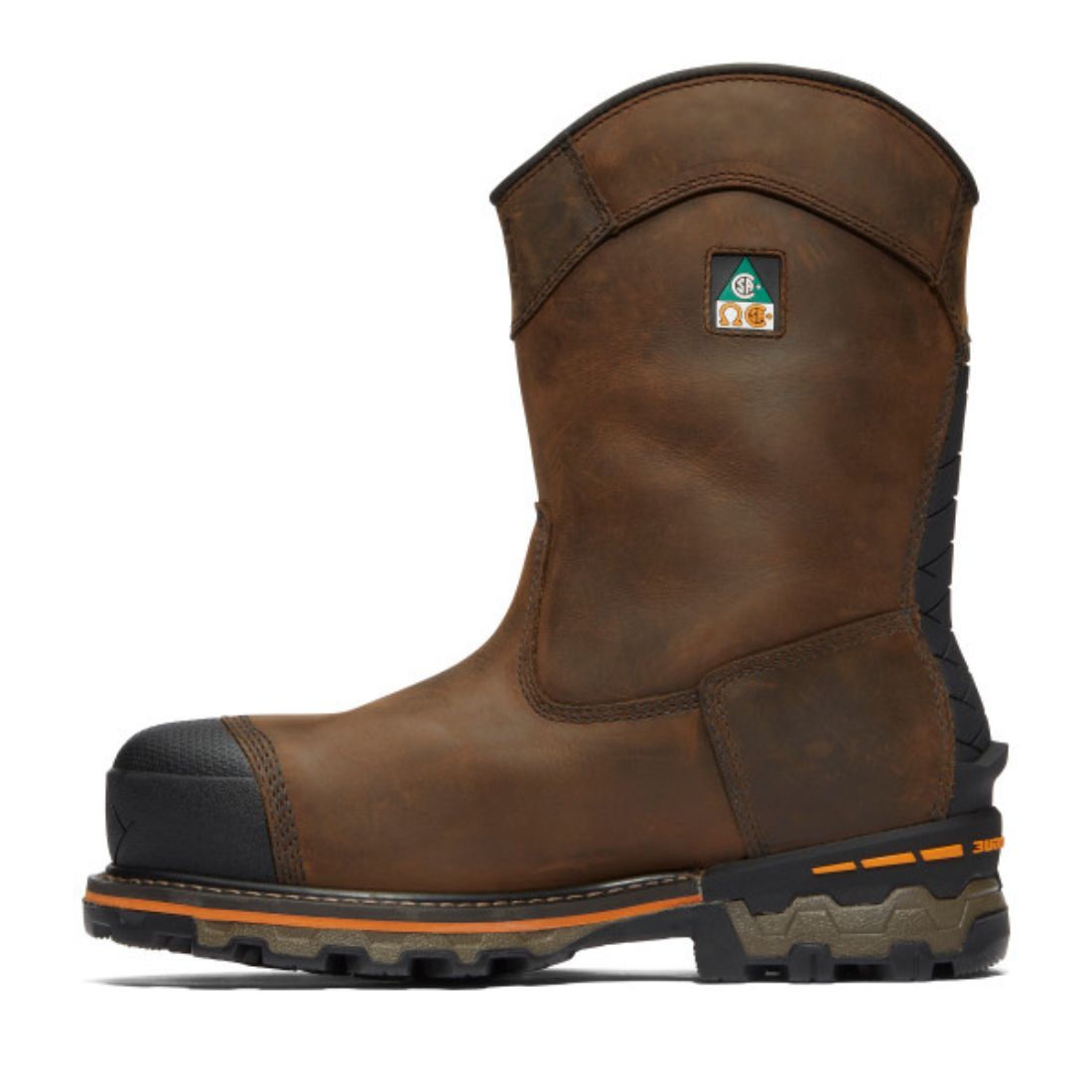 Timberland PRO Boondock Men's Waterproof Composite Toe Pull-On Work Boots - Slip Resistant Safety Wellington Boots for Construction & Outdoor Work (Brown, TB0A4499214)