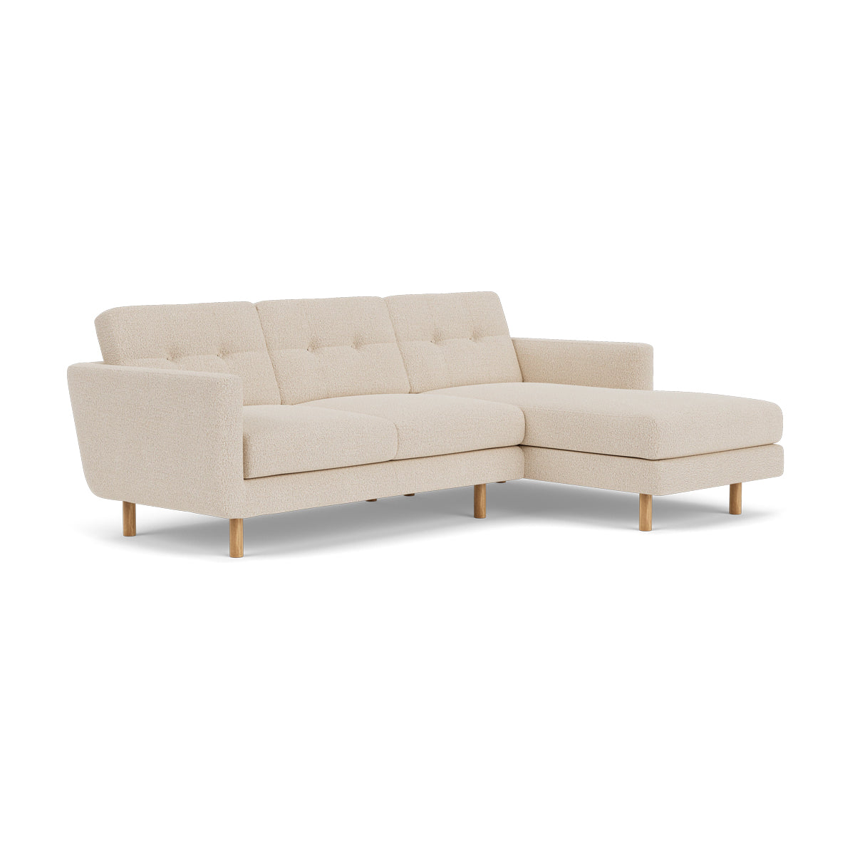 Luxury Conrad Boucle Right Chaise Sofa - Modern Upholstered Sectional Couch for Living Room, Lounge & Home Theater | Soft Chenille Fabric, Comfortable Seating for Family & Guests