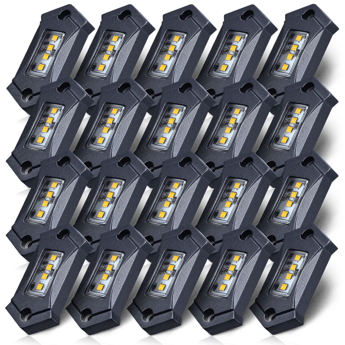 LEDMIRCY R3 White LED Rock Lights - 20PCS Super Bright Underglow Kit for Trucks, Off-Road Vehicles, Boats, RZR, ATV, UTV, SUV & Jeep - Waterproof & Shockproof High Power Underbody Lighting for Night Driving, Trail Rigs & Outdoor Adventures