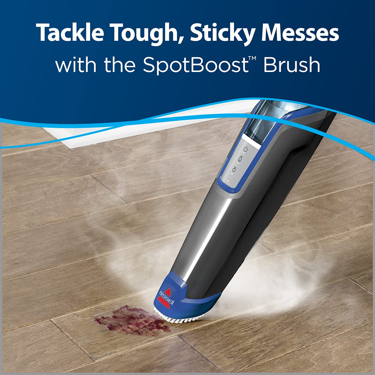 BISSELL PowerSteamer Deluxe Steam Mop with Detachable SpotBoost Brush - Includes 2 Soft Pads & 1 Scrub Pad (Model 1806D) - Perfect for Hardwood Floors, Tile & Laminate Cleaning - Deep Cleans Pet Hair, Stains & Grime