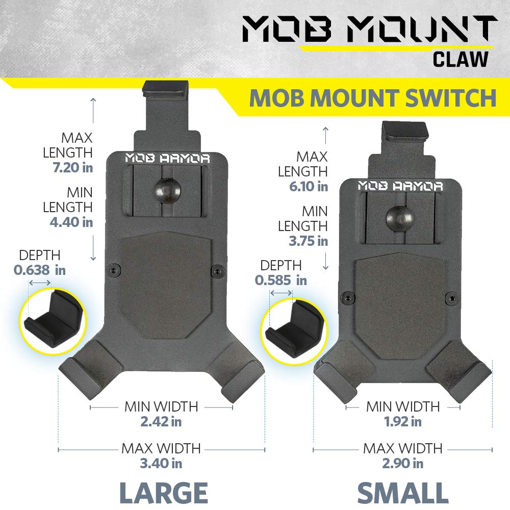 MA Mob Armor MOBC2-BLK-LG Universal Phone Mount Claw - Large Black Heavy Duty Car Holder for Off-Road, Truck & Motorcycle Use