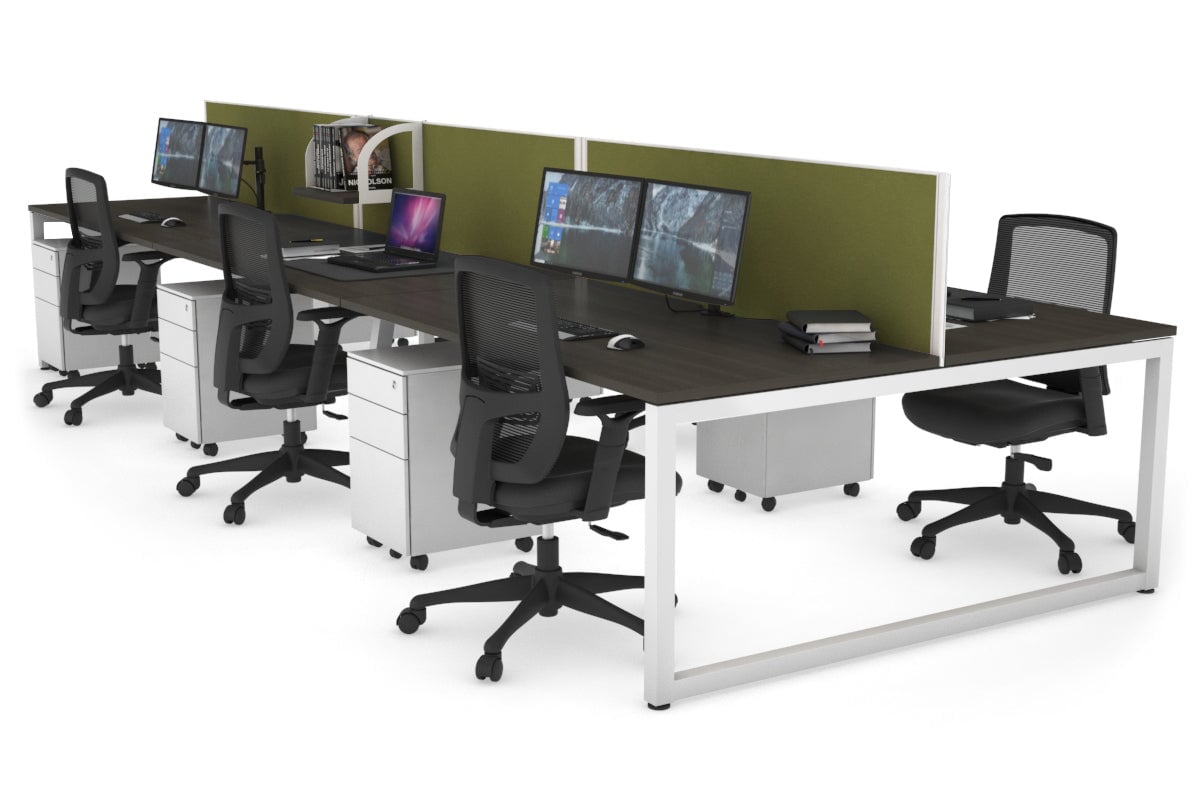 Quadro Loop Legs 6-Person Office Workstation - 1400L x 800W with Cable Management - Perfect for Open Office Layouts & Collaborative Workspaces