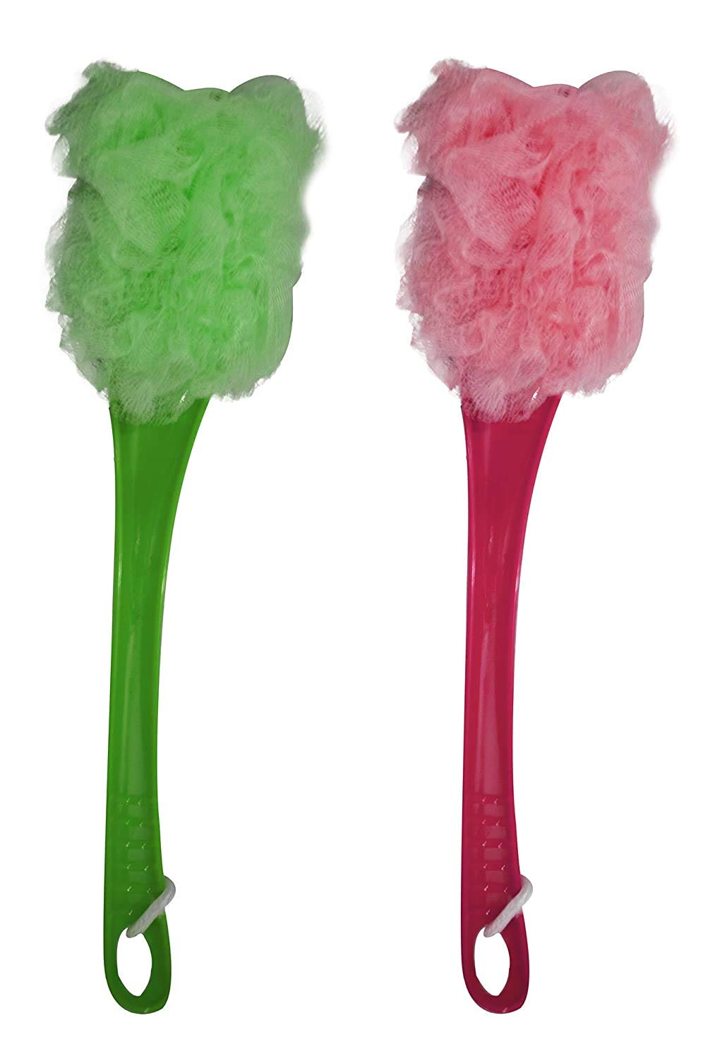 SIYAA Kids Bath Loofah Scrubber with Long Handle - Soft Body Wash Sponge for Gentle Exfoliation (Multicolor, 2-Pack) - Perfect for Sensitive Skin & Fun Bath Time for Toddlers