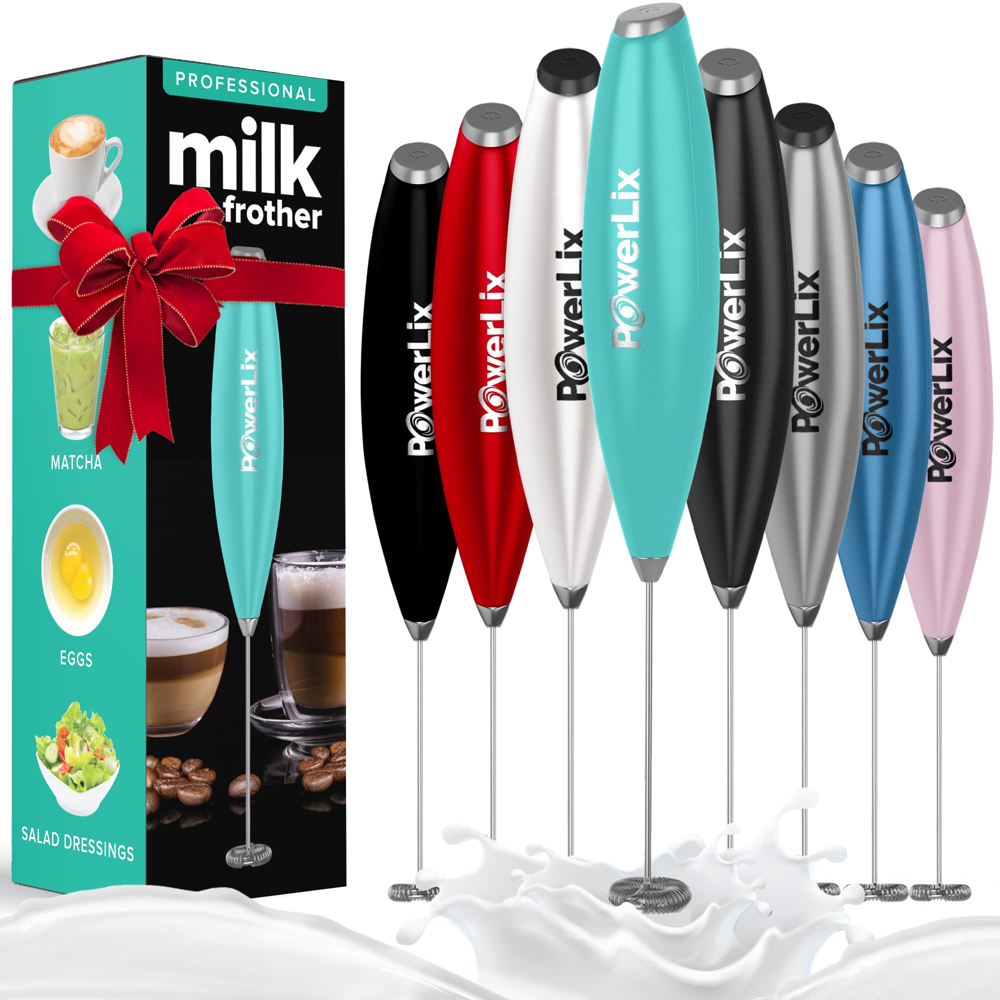 PowerLix Handheld Milk Frother - Battery Operated Foam Maker for Coffee, Latte & Cappuccino - Portable & Powerful Frothing Wand (Black) - Perfect for Home, Office & Travel Use