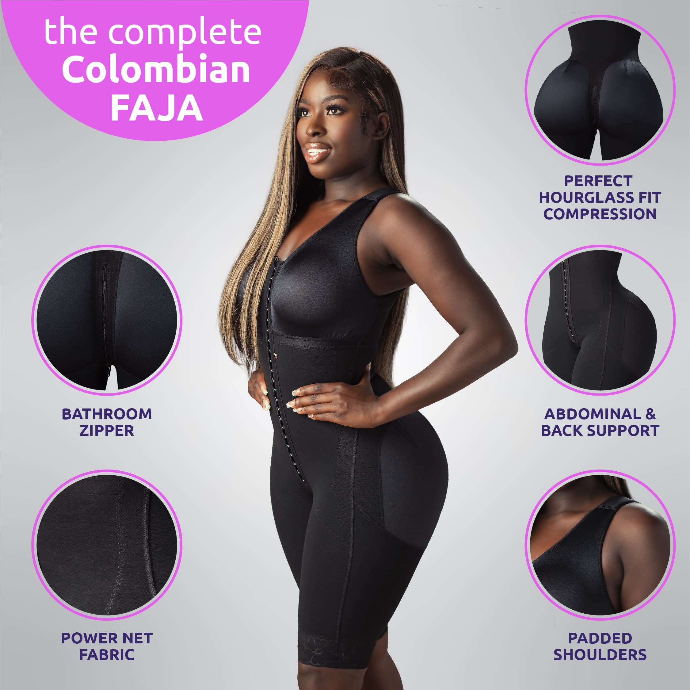 Snatched Body - Women's Stage 1 Faja Colombianas Shapewear with Bra | BBL Post Surgery Compression Garment | Butt Lifting Waist Trainer | Perfect for Postpartum, Weight Loss & Body Contouring
