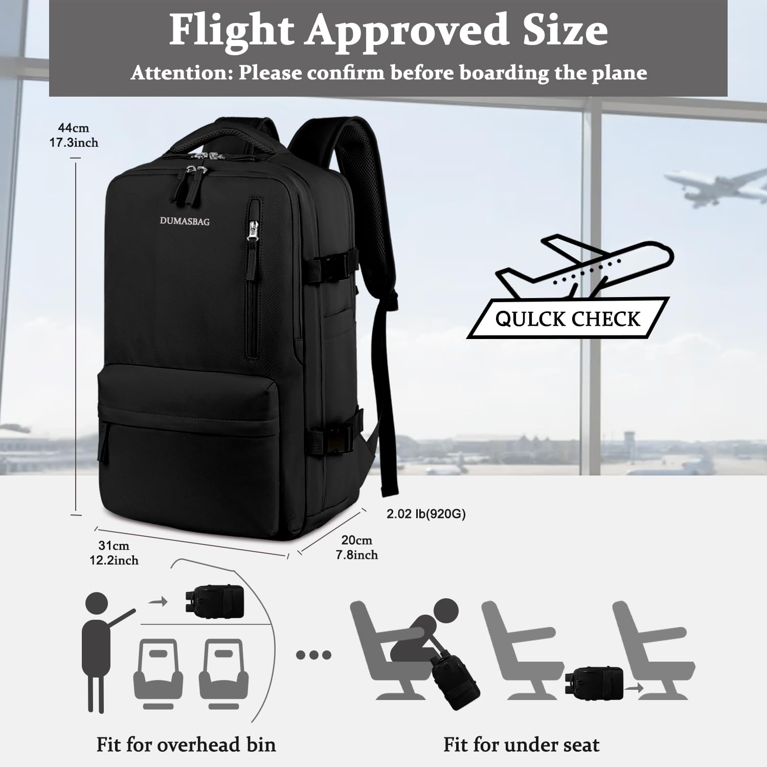 Women's Travel Laptop Backpack - Airline Approved Carry On with Shoe Compartment for Work & Gym