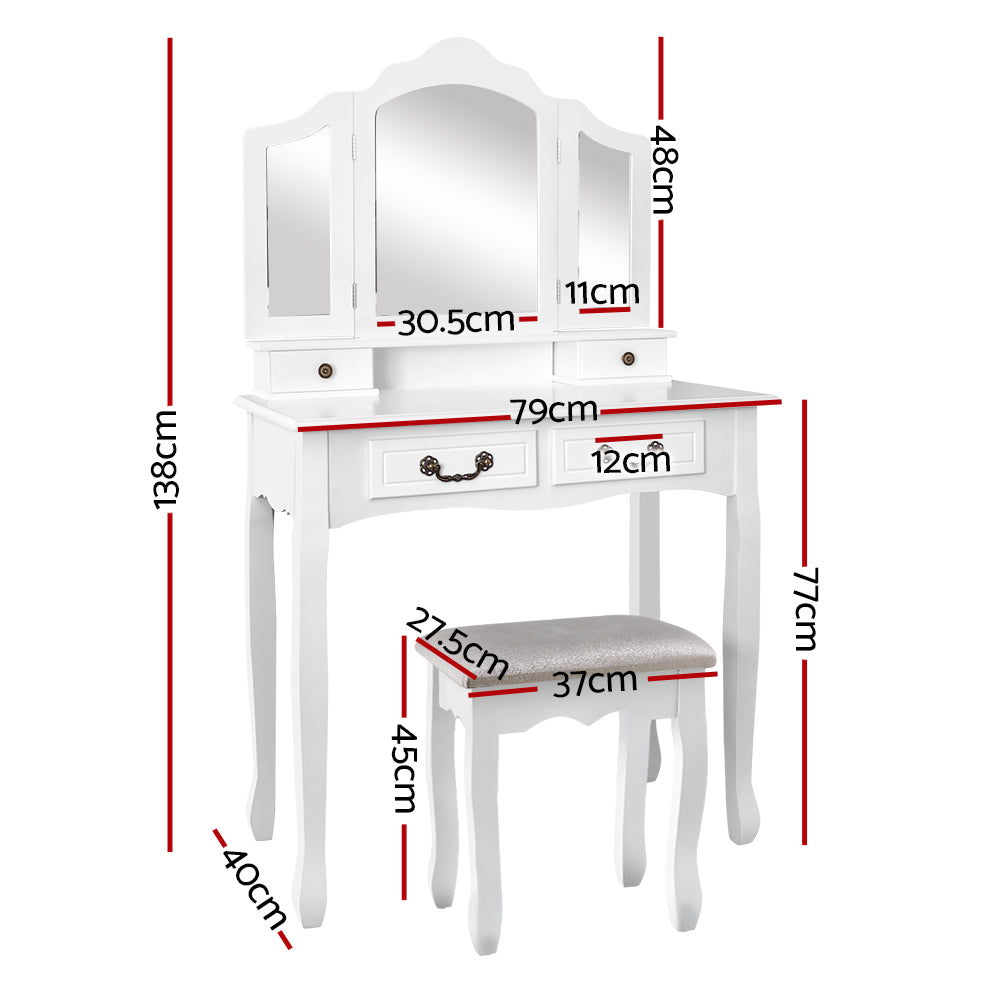 White Vanity Dressing Table with Mirror - Perfect for Bedroom, Makeup & Beauty Station