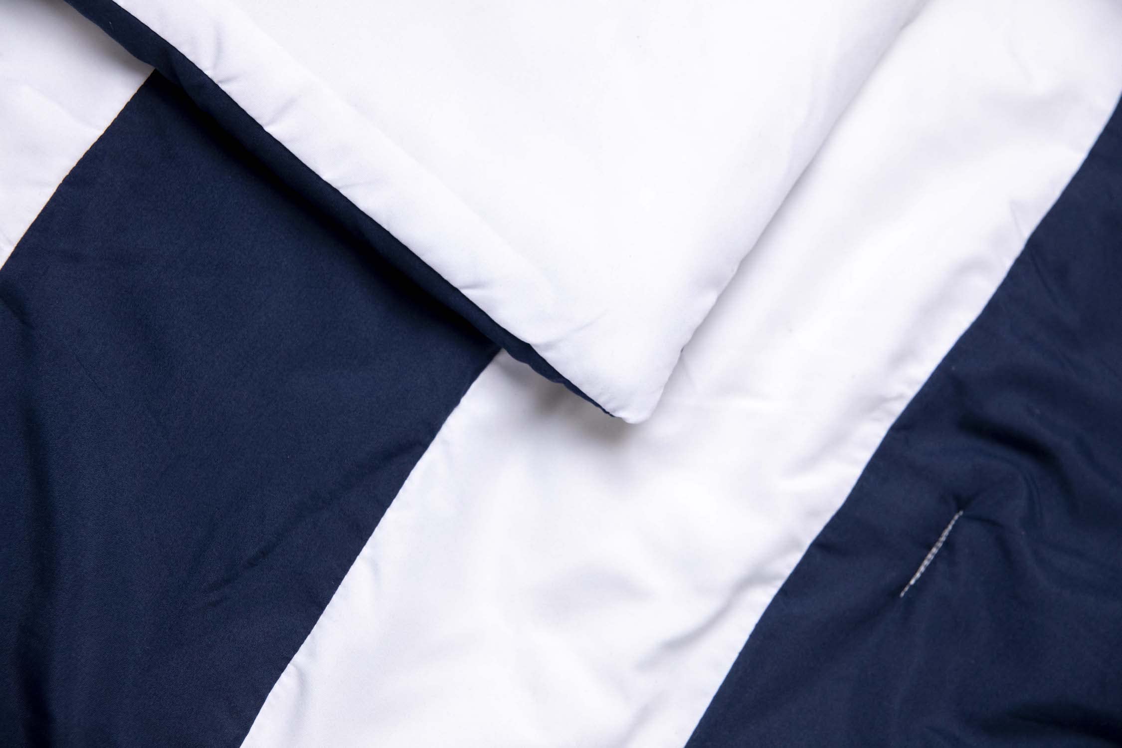 Legacy Decor 7-Piece Microfiber Nautical Themed Comforter Set - Navy Blue & White Striped - Full/Queen/King Size (Queen) | Coastal Bedroom Decor | Beach House & Boat Cabin Bedding