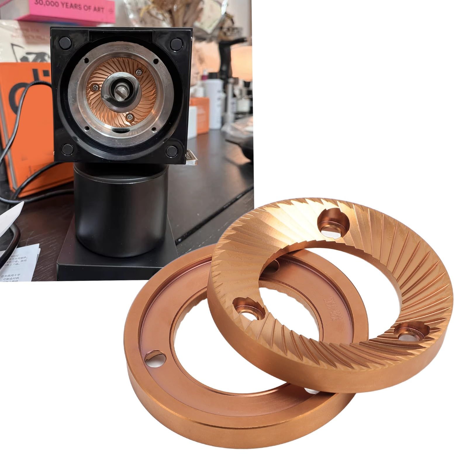 Premium 2-Piece 64mm Flat Burr Coffee Grinder Set - Carbon Nitride Coated for DF64/DF64P/DF64E/DF64V/E5P/E6P/E37J - Professional Uniform Grinding for Espresso & Pour Over Coffee at Home or Café