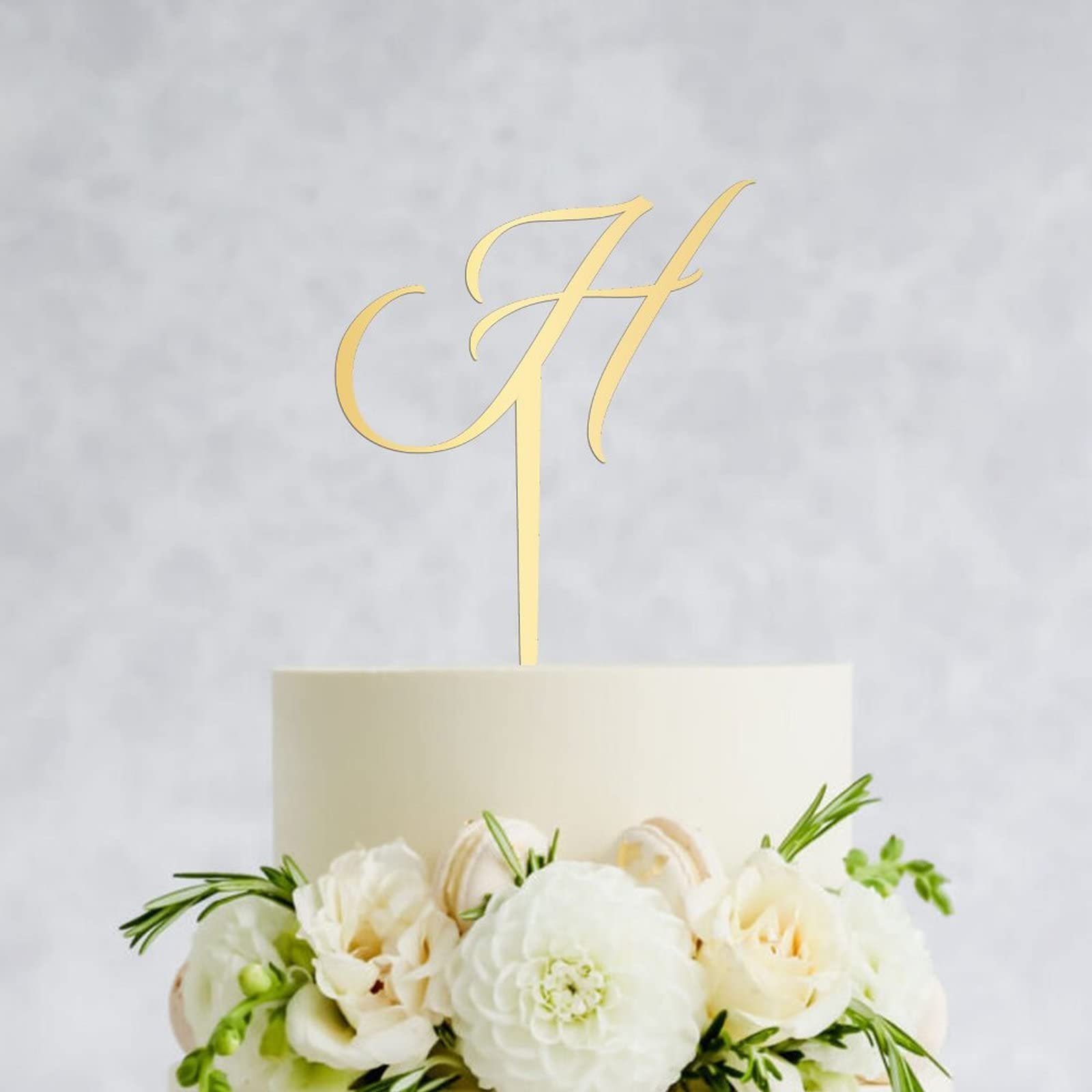 Personalized Acrylic Glitter Gold Letter H Cake Topper - Rustic Wedding, Anniversary, Engagement Party Decor - Custom Initials for Cakes, Cupcakes & Desserts - Perfect for Celebrations & Special Occasions