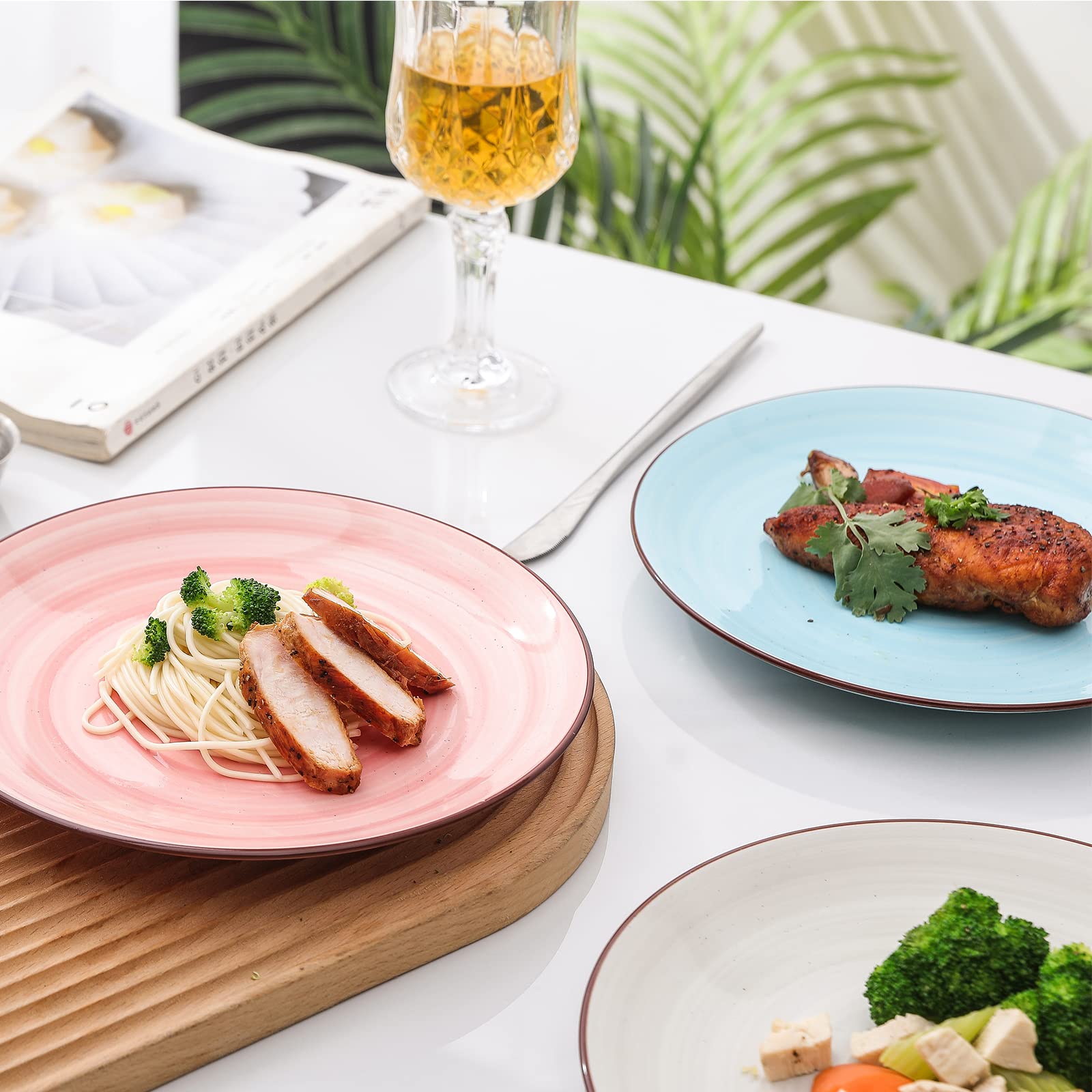 Selamica 8-Inch Ceramic Dinner Plates Set of 6 - Porcelain Appetizer, Dessert & Salad Plates for Steak, Pancakes, Parties - Elegant Gradient Color Tableware for Home Dining & Restaurant Use