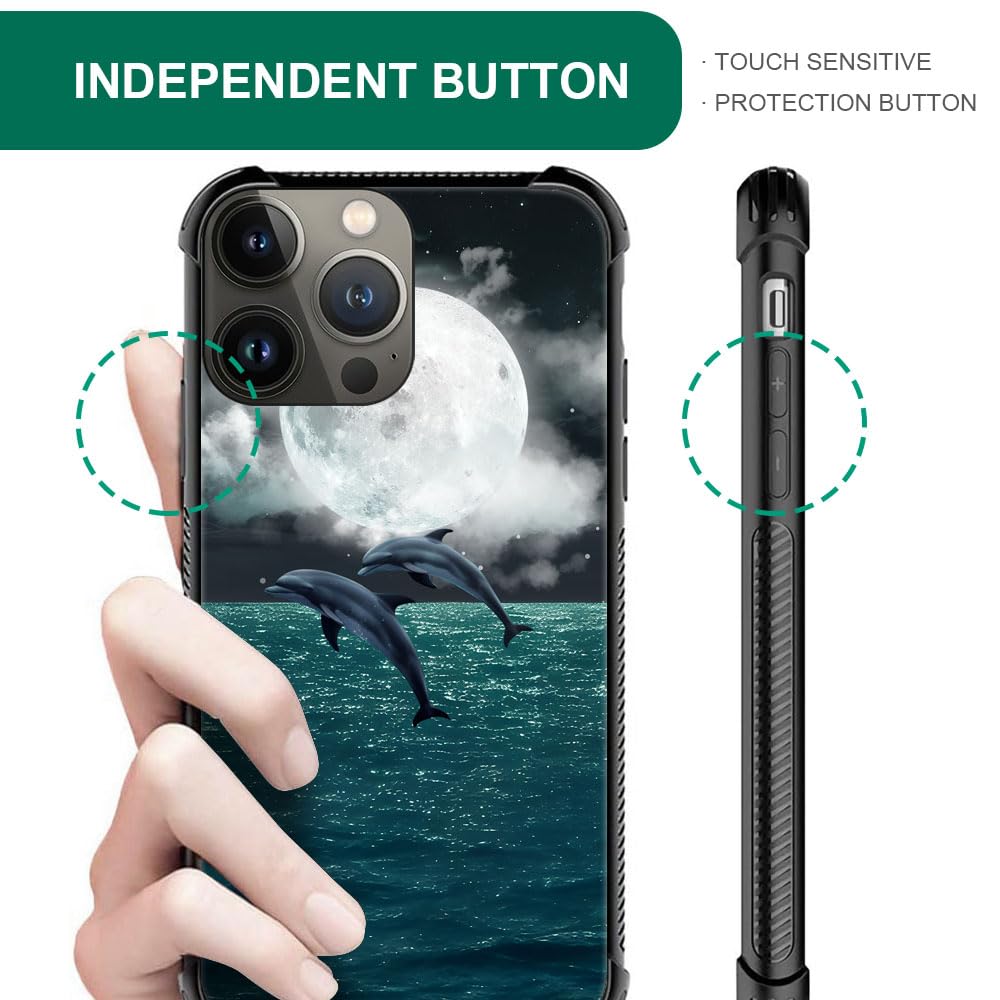 Durable Shockproof iPhone 12 Mini Case with Cute Two Dolphins Flying Graphic - Anti-Scratch Hard PC Back Cover for Girls (Perfect for School, Travel & Everyday Protection)