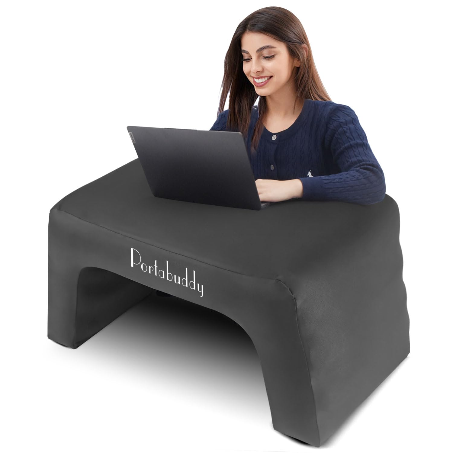 Inflatable Reading Pillow for Sitting Up - Portable Lap Desk Pillow with 600D Polyester Cover & Strong Support for Sofa, Bed, Studying and Working (Grey) | Perfect for Reading, Laptop Use, and Relaxing at Home or Travel