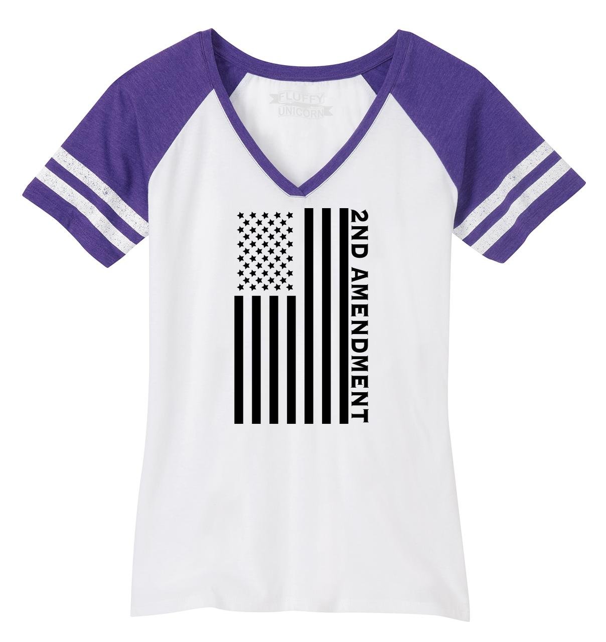 Funny Second Amendment American Flag Graphic V-Neck T-Shirt for Women - Patriotic Gun Rights Humor Tee - Perfect for Shooting Range, 4th of July & Political Events