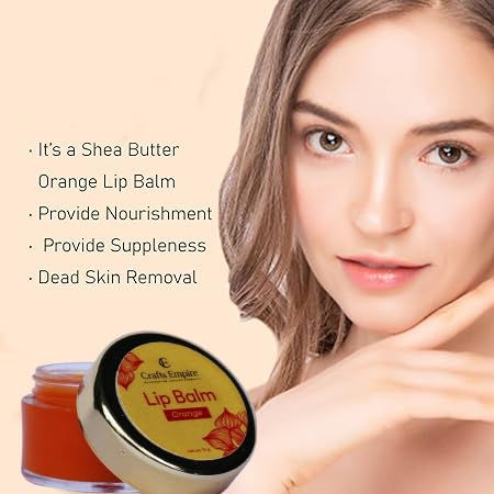 CRAFTS EMPIRE Orange Lip Balm - 10g Moisturizing & Hydrating Lip Care - Perfect for Dry Lips, Winter Protection & Everyday Use