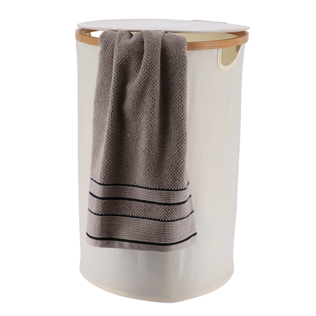 Natural Bamboo Laundry Basket with Lid - Round Woven Storage Bin for Clothes, Bedding & Toys - Perfect for Home, Laundry Room & Dorm Organization