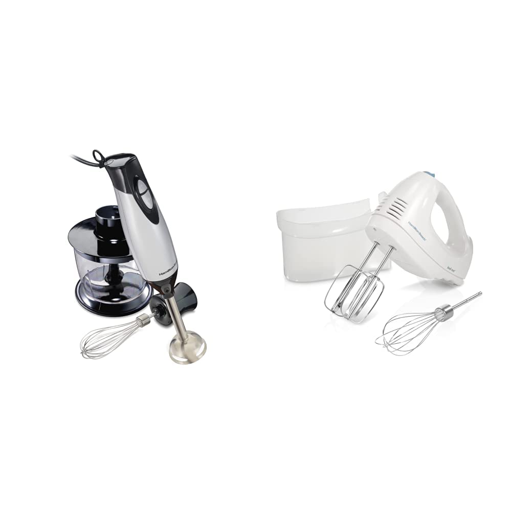 Hamilton Beach 3-in-1 Immersion Hand Blender with Whisk & Chopper Attachment - Powerful 250W Electric Hand Mixer for Smoothies, Soups & Baking - Perfect Kitchen Tool for Blending, Whipping & Food Prep