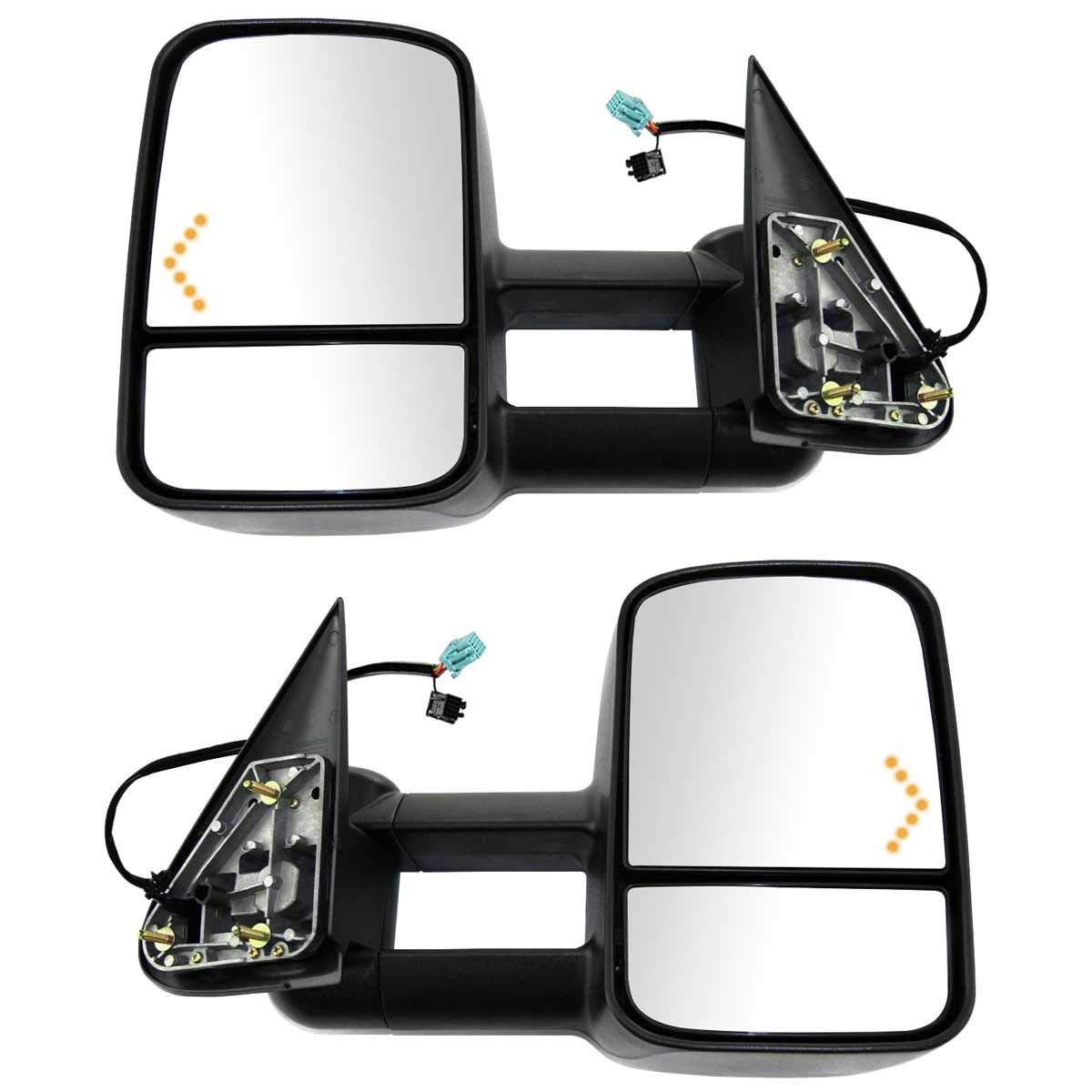 AutoShack Power Black Textured Heated Manual Folding Towing Mirrors - Driver & Passenger Side Pair Replacement for 2007 Chevrolet Silverado 1500/2500HD Classic V8 4WD (KAPGM1320355PR) | Enhanced Visibility for Safe Towing & Highway Driving