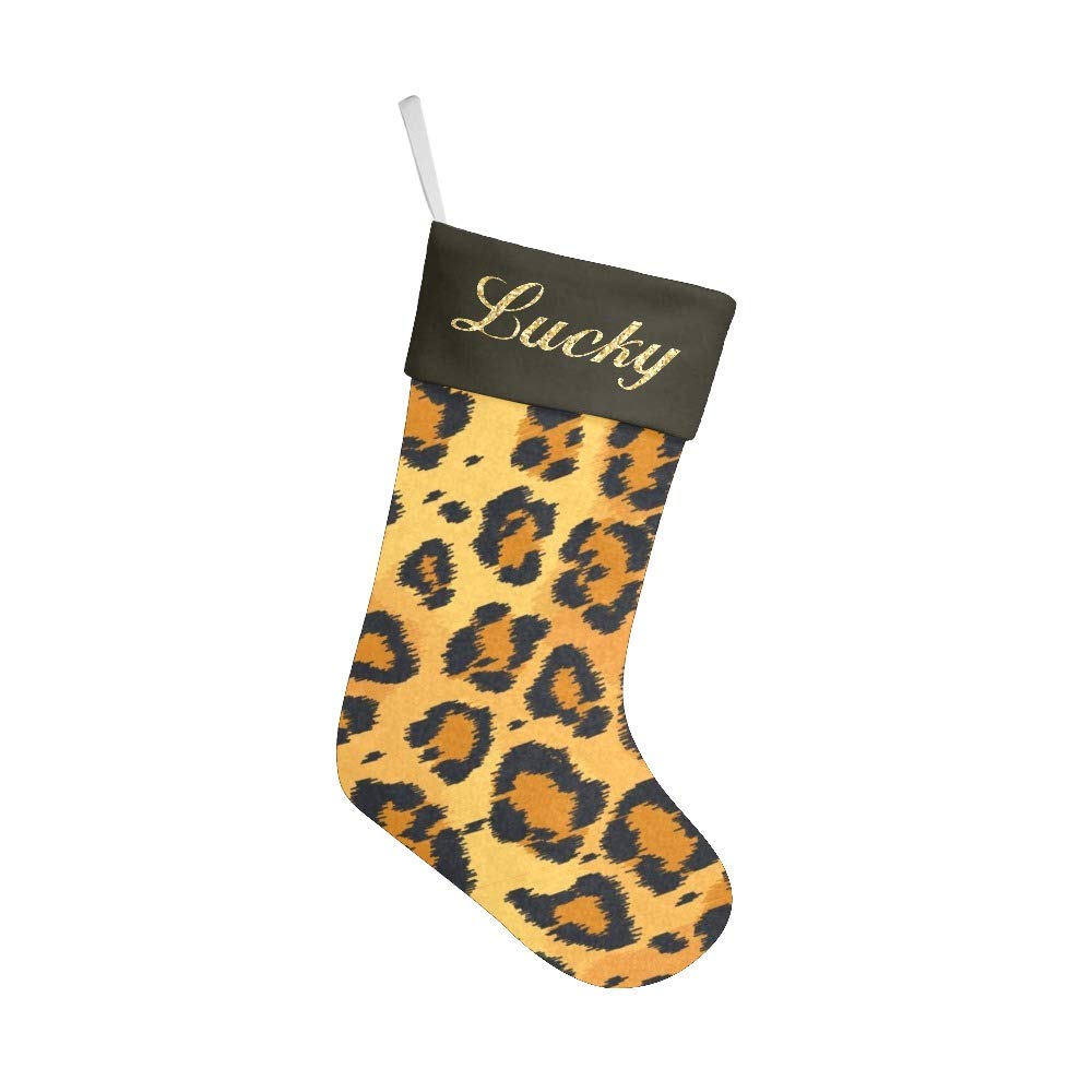 Personalized Christmas Stockings with Name - Custom Xmas Gift Decor for Fireplace (17.5x8 Inch Leopard Print) - Perfect for Holiday Decorations, Family Gatherings & Festive Home Styling