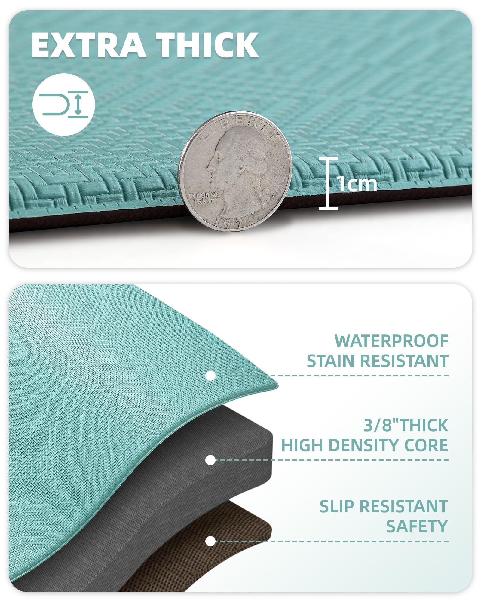 Anti-Fatigue Kitchen Floor Mat - Non-Slip Cushioned Foam Pad for Standing Comfort, 17