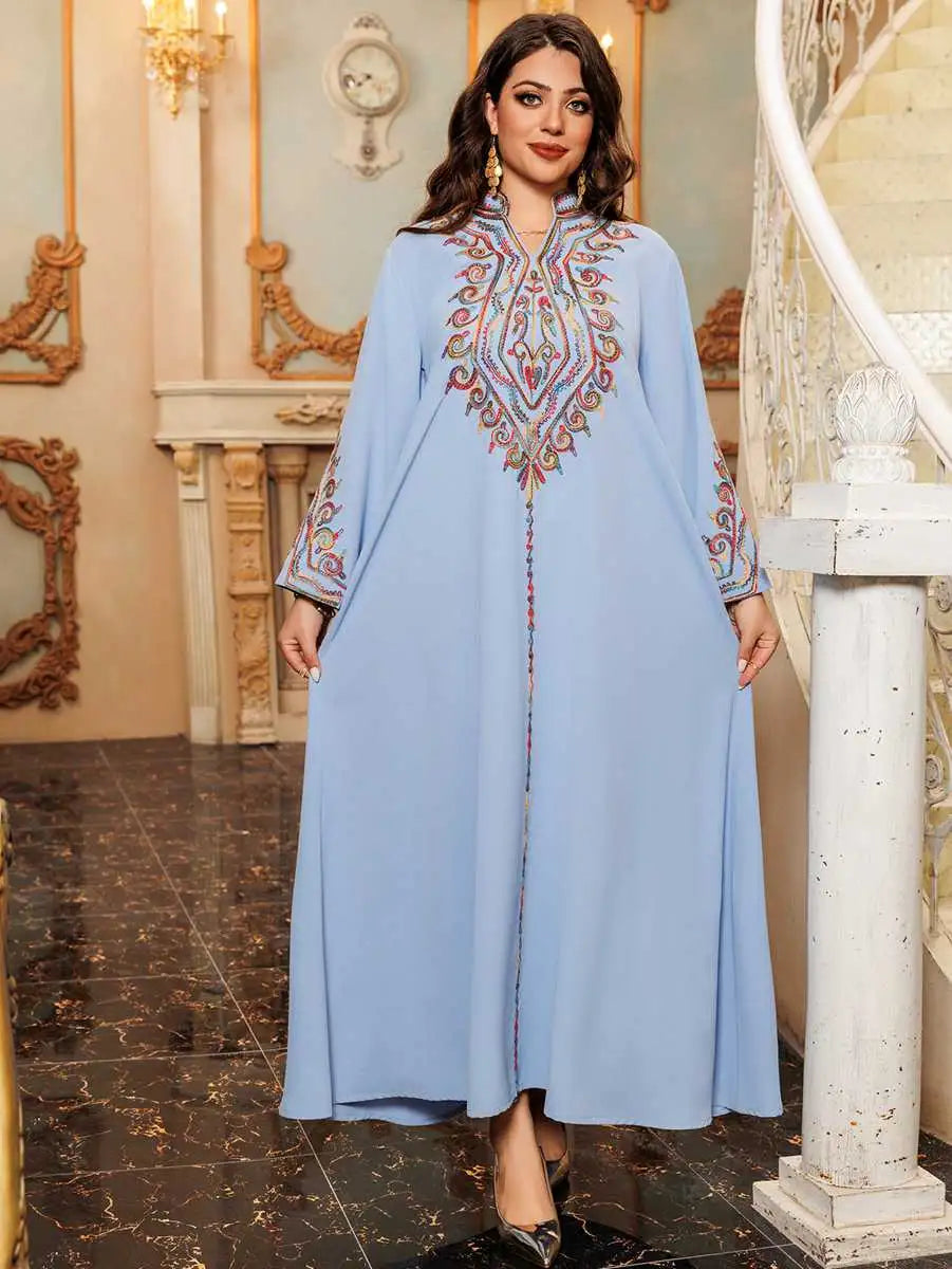Elegant Eid Embroidery Kaftan Dress for Women - Floral Design #24421 | Perfect for Eid Celebrations, Wedding Guest Outfits & Special Occasions