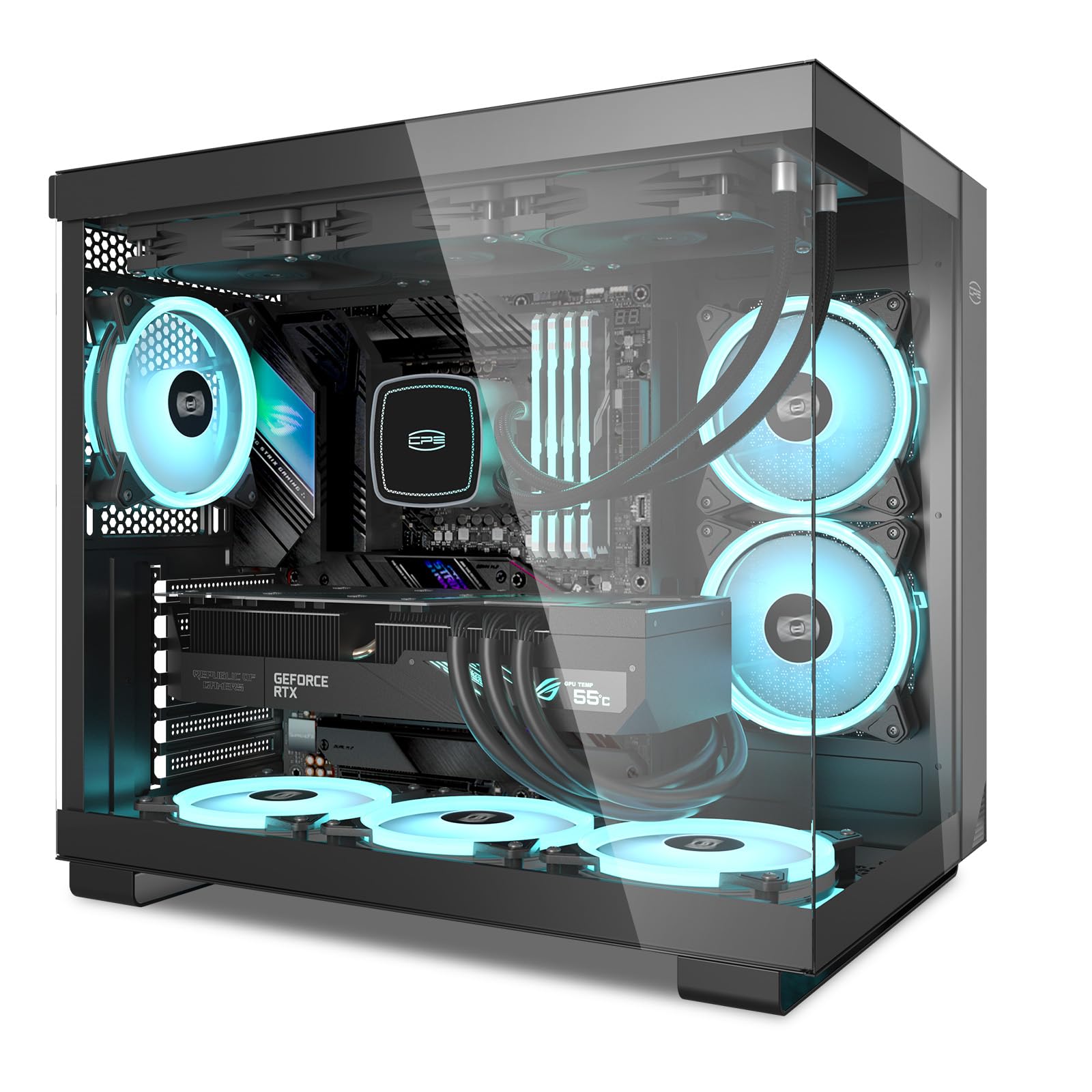 PCCOOLER C3T500 ARGB Mid Tower Gaming PC Case - Supports ATX/M-ATX/ITX Motherboards, 6 ARGB Fans, Column-Free Design, 360mm Radiator & 400mm GPU - Easy Installation (Black) | Perfect for Gaming Rigs, Streaming Setups & High-Performance Workstations