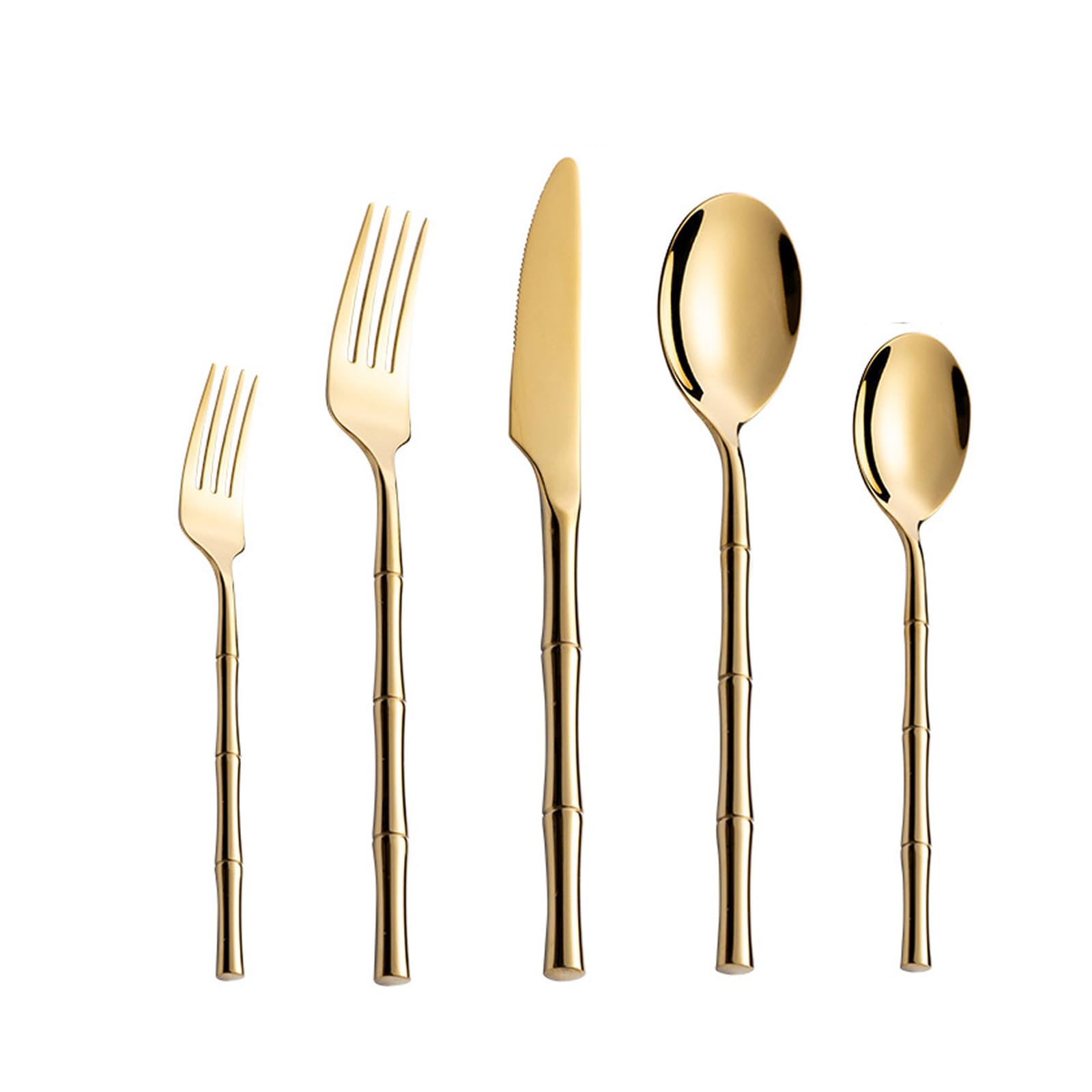 Premium 30-Piece Gold Silverware Set for 6 - 18/8 Stainless Steel Gold Flatware Set with Spoons, Forks & Knives - Elegant Gold Bamboo Cutlery for Home & Kitchen - Dishwasher Safe - Perfect for Dinner Parties, Weddings & Luxury Dining