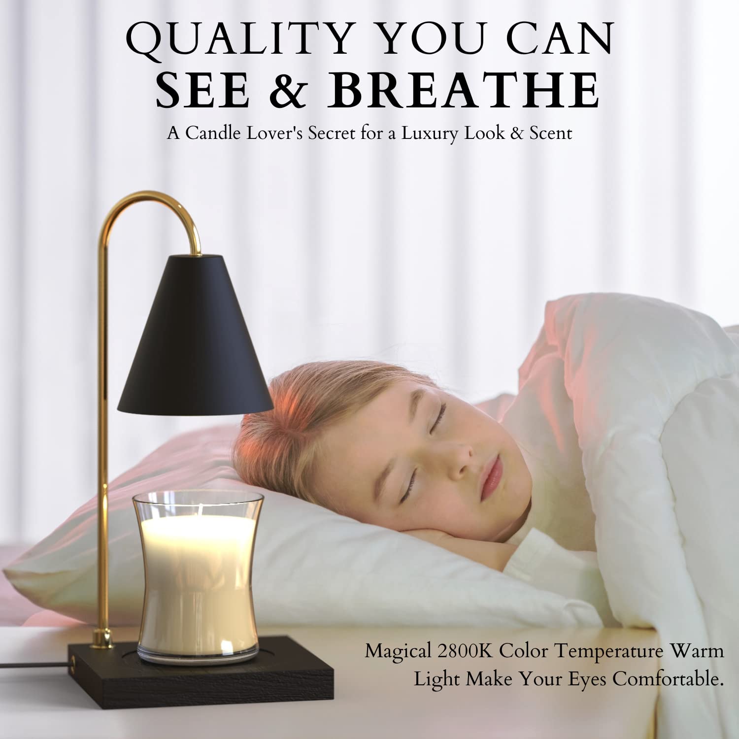 CozyBerry® Dimmable Candle Warmer Lamp with Timer - Compatible with Yankee Candle Large Jars & Wax Melts - Wood Black Candle Melter for Home, Office, Bedroom, Spa & Gift Giving