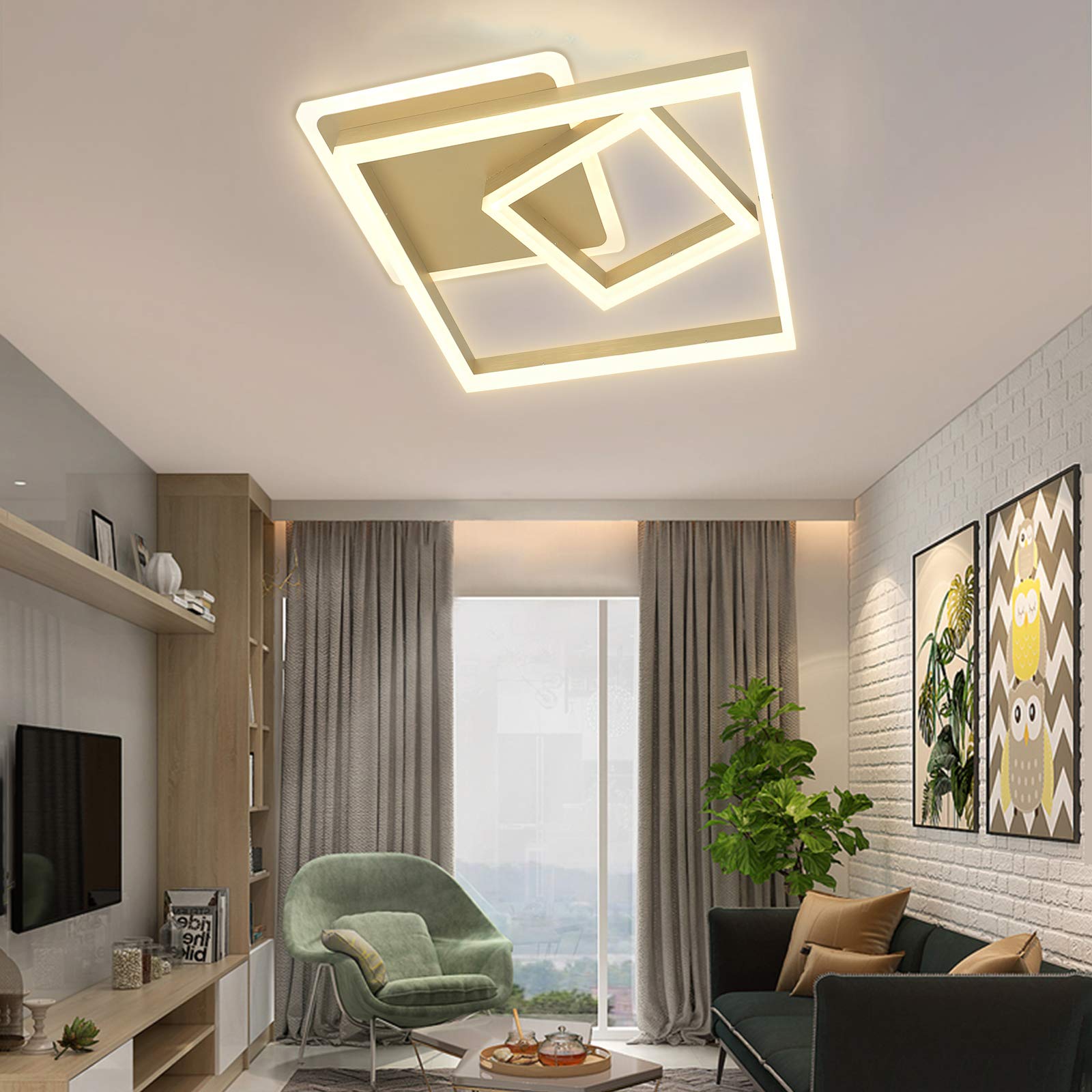 LYNICESHOP Modern LED Ceiling Lights - Dimmable Flush Mount Light Fixture with Remote Control, 78W Chandelier Pendant Lighting for Bedroom, Living Room, Dining Room & Hotel (3000K-6500K) - Perfect for Ambient Lighting, Home Decor & Commercial Spaces