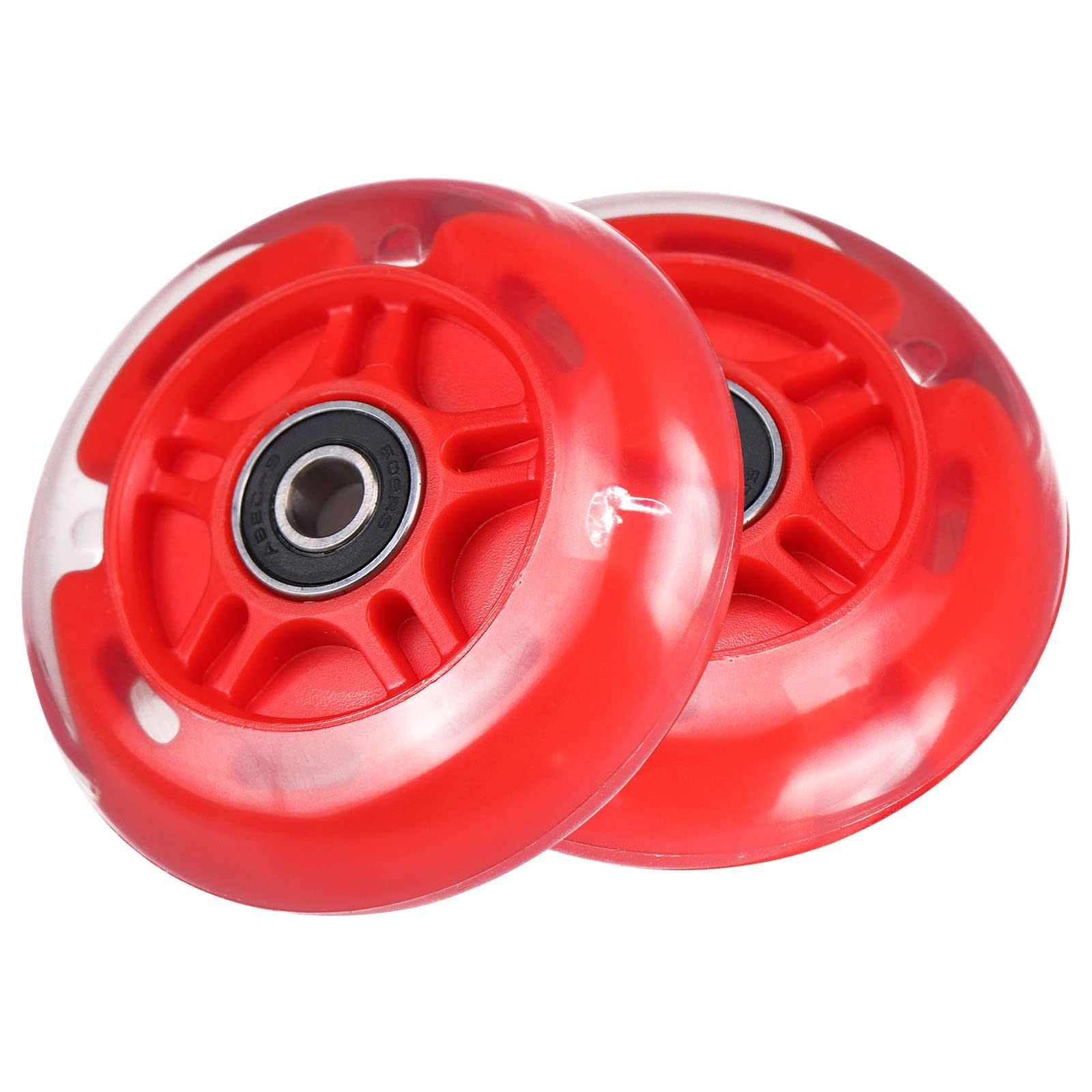 Rear 80mm LED Flashing Wheels for Kids Scooter - 3-Wheel Replacement Set (2-Pack, Red) - Compatible with Micro, Globber & Lascoota Kick Scooters - Perfect for Night Riding Safety & Fun Outdoor Play
