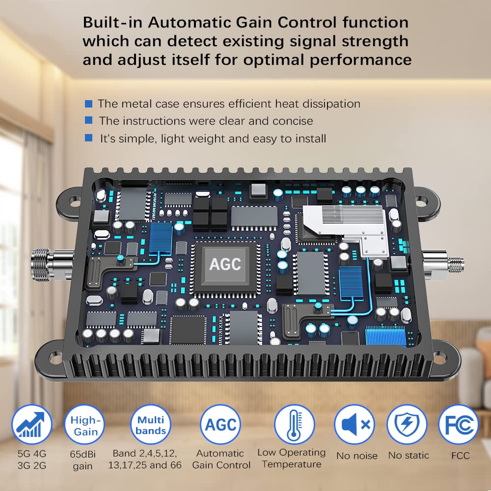 5G 4G LTE Cell Phone Signal Booster for All U.S. Carriers (Verizon, AT&T, Sprint, T-Mobile) - FCC Approved with Outdoor LPDA & Indoor Omni Antenna Kit - Improve Weak Signals for Home, Office, RV & Remote Areas