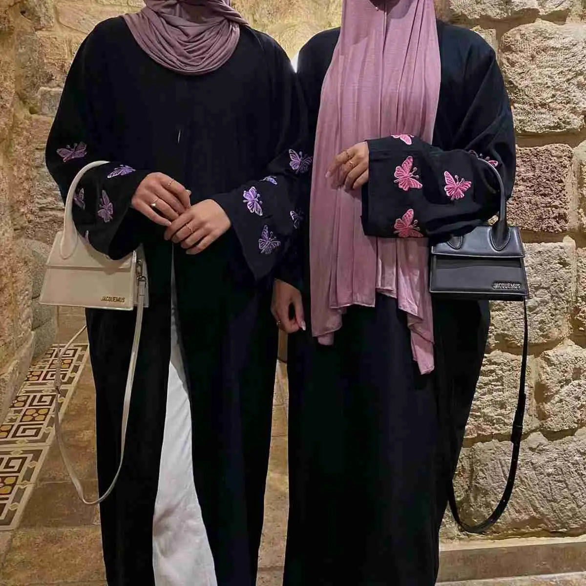 Elegant Butterfly Embroidery Cardigan Open Abaya Dress - Flowy Muslim Kaftan Cover Up for Women, Perfect for Prayer, Mosque, and Special Occasions