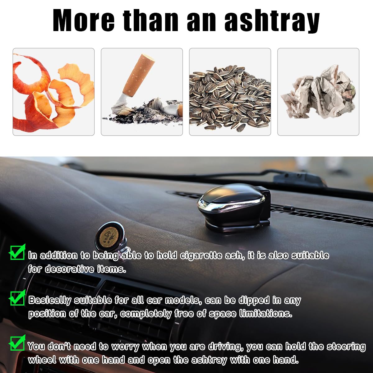 Flame Retardant Car Ashtray with Lid & LED Light - Waterproof Plastic Mini Cigarette Ash Can for Cars, Trucks, SUVs - Universal Vehicle Accessories (Black) | Perfect for Road Trips, Commuting & Smokers On-The-Go