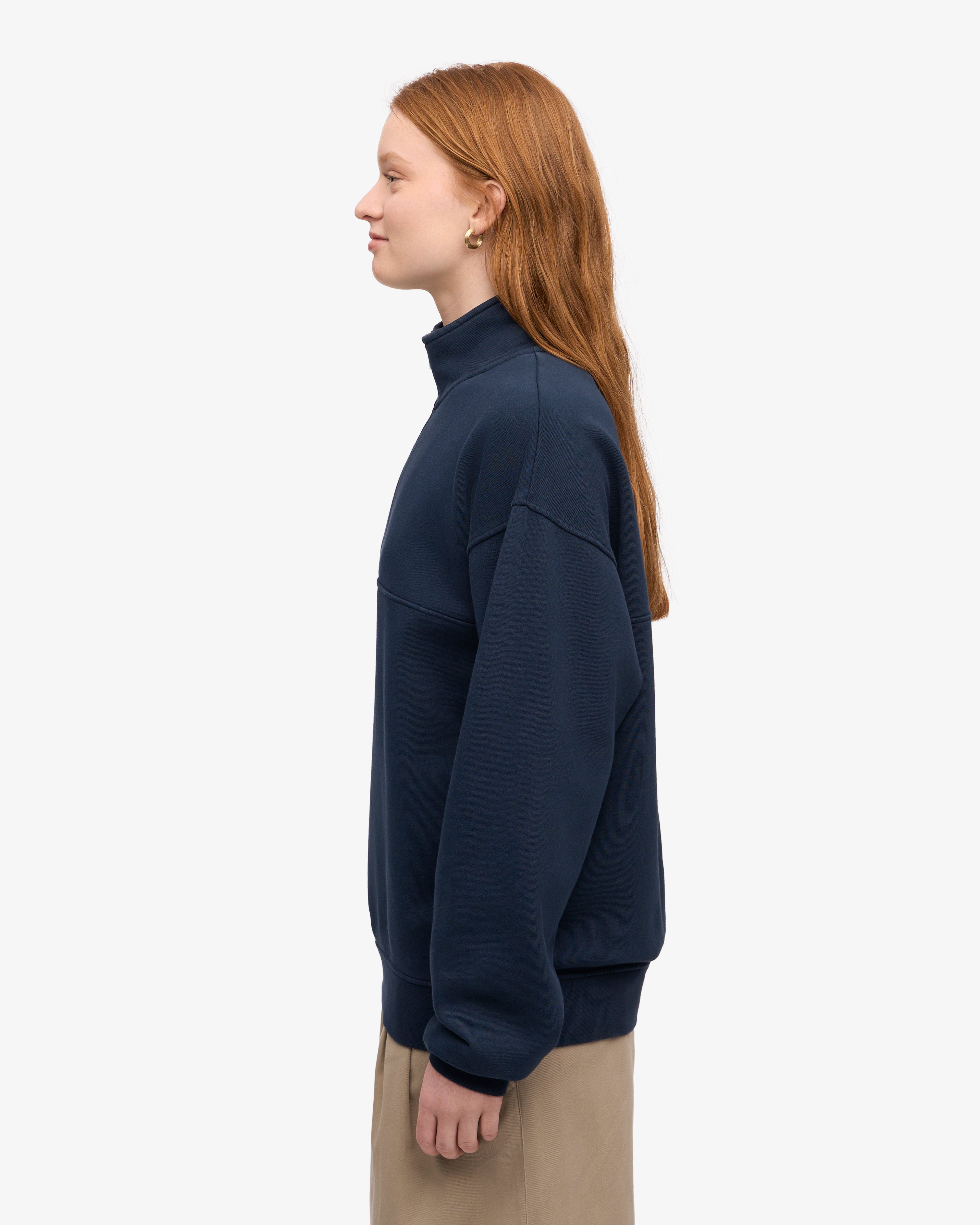 Organic Quarter Zip Sweater for Men - Navy Blue Pullover for Casual Wear & Outdoor Activities