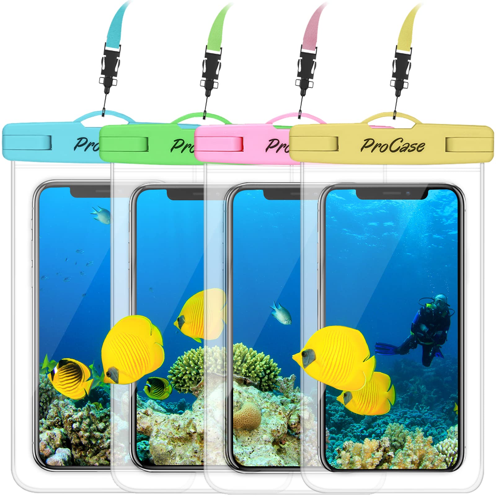 Waterproof Phone Pouch 4 Pack - Universal Dry Bag Underwater Case for iPhone 16/15/14/13/12/11 Pro/Plus/Max/Mini/XS/XR/X/8/7 & Samsung Galaxy S23/S22/S21/Ultra/Note (Up to 7