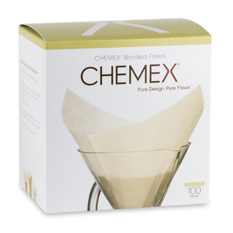 Chemex Bonded Coffee Filters FS-100 Pre-Folded Squares - Perfect for Pour Over Coffee Makers & Home Brewing