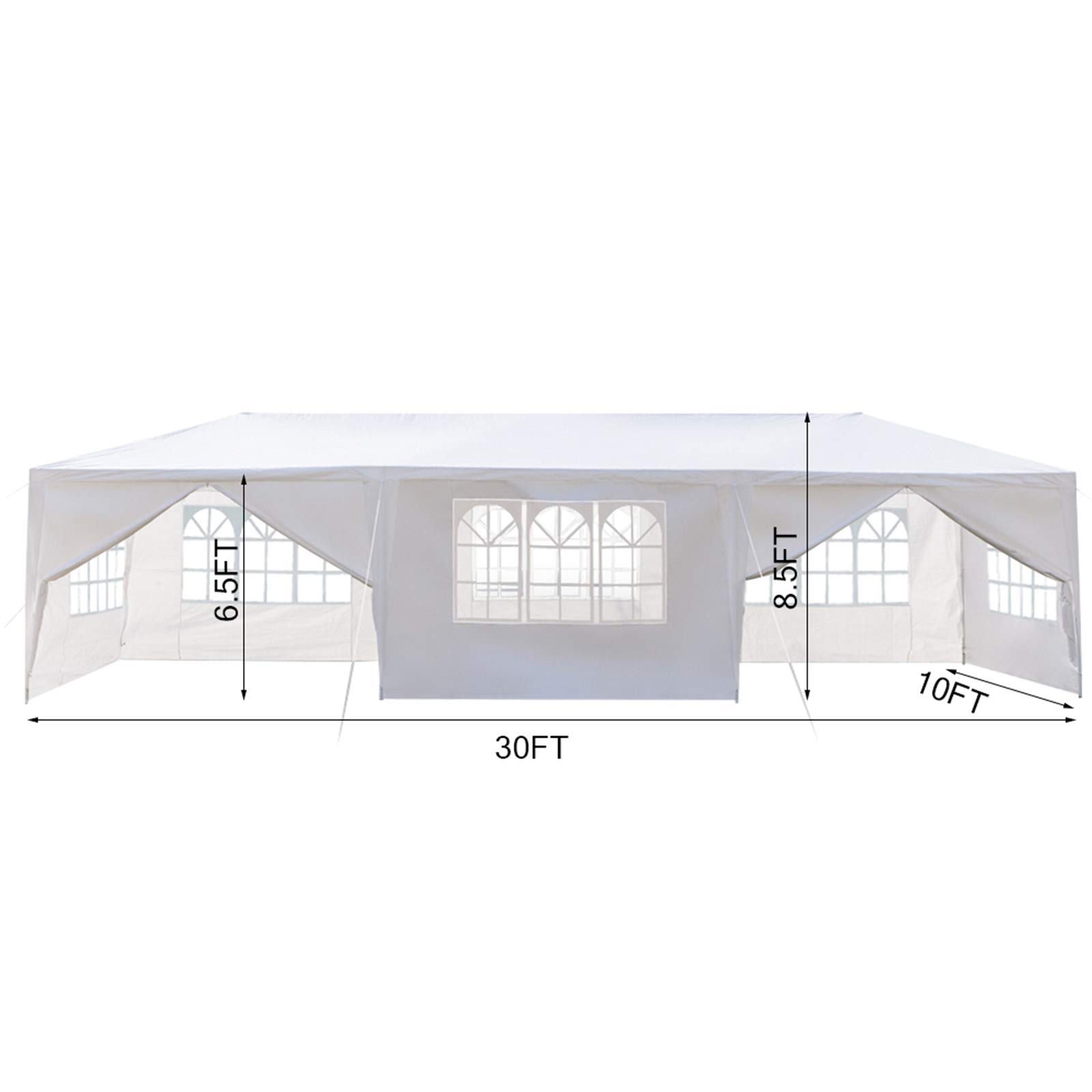 10x30 Party Tent - Large Outdoor Canopy with 8 Removable Sidewalls & Windows - Perfect for Weddings, Birthdays, Backyard Events - White Temporary Shelter for Outdoor Gatherings, Picnics, Festivals & Camping