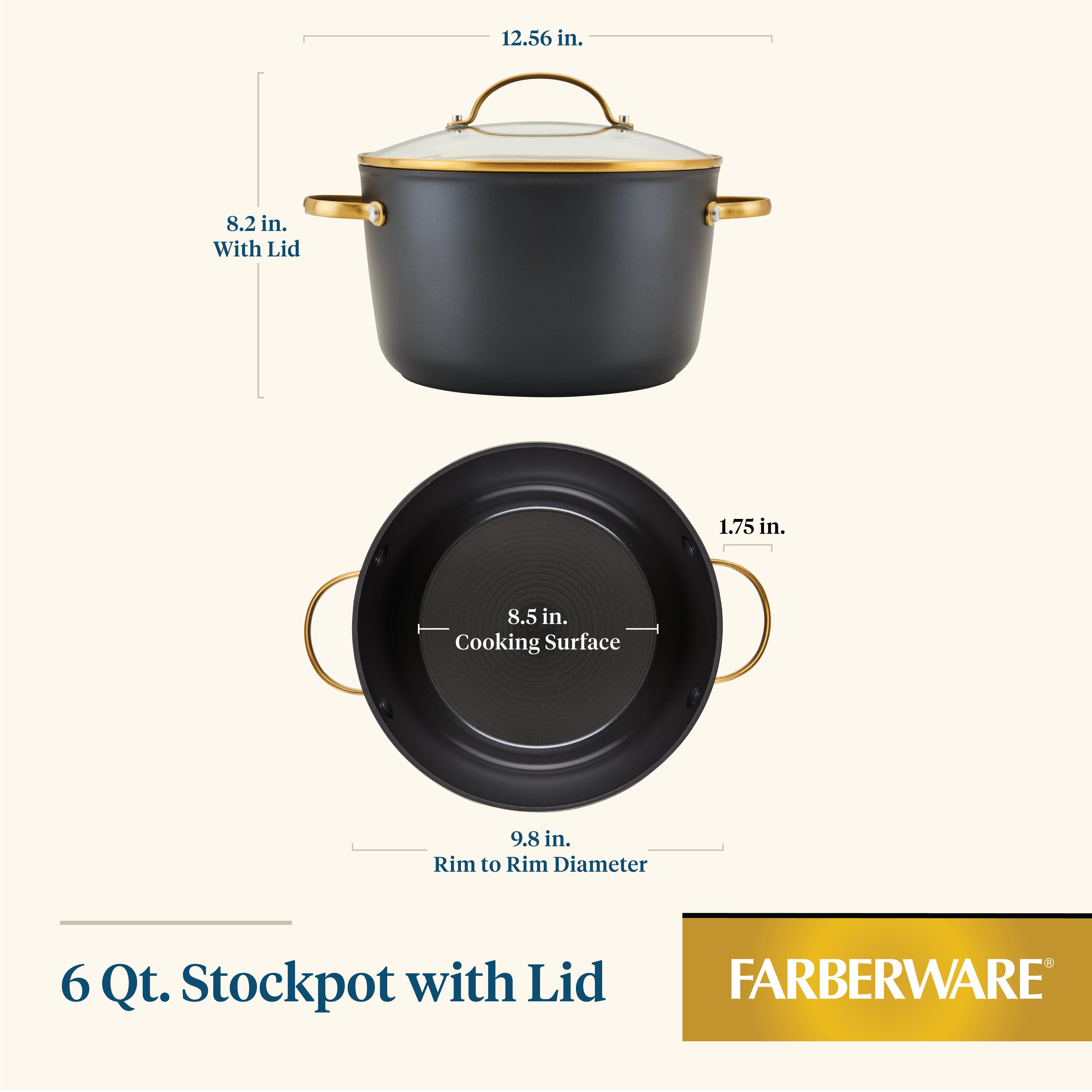 6 Quart Ceramic Nonstick Stockpot with Lid - Durable & Eco-Friendly Cookware for Soups, Stews & Pasta - Perfect for Home Cooking & Family Meals
