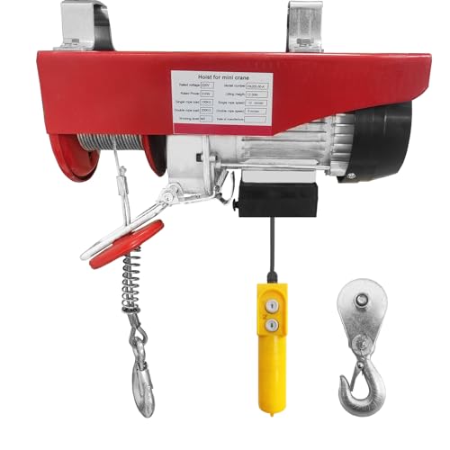 PYJJZU 440Lbs Electric Hoist Winch with Remote Control - Heavy Duty Steel Lift for Factories, Warehouses & Construction Sites - Perfect for Lifting Machinery, Equipment and Building Materials