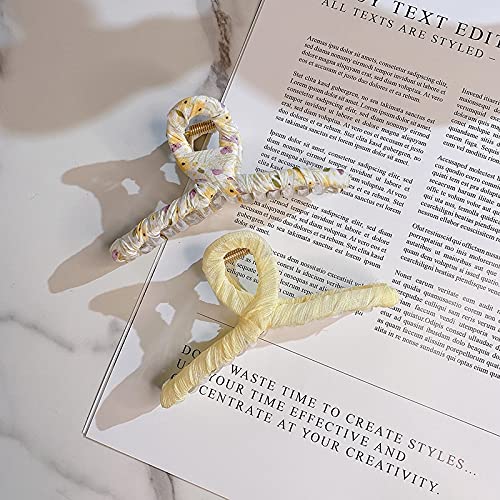 Lnrueg Hair Claw Clips 6PCS Set - Large Decorative Non-Slip Hair Barrettes for Women, Elegant Fabric Design for Casual & Formal Styles | Perfect for Work, Parties, and Everyday Use