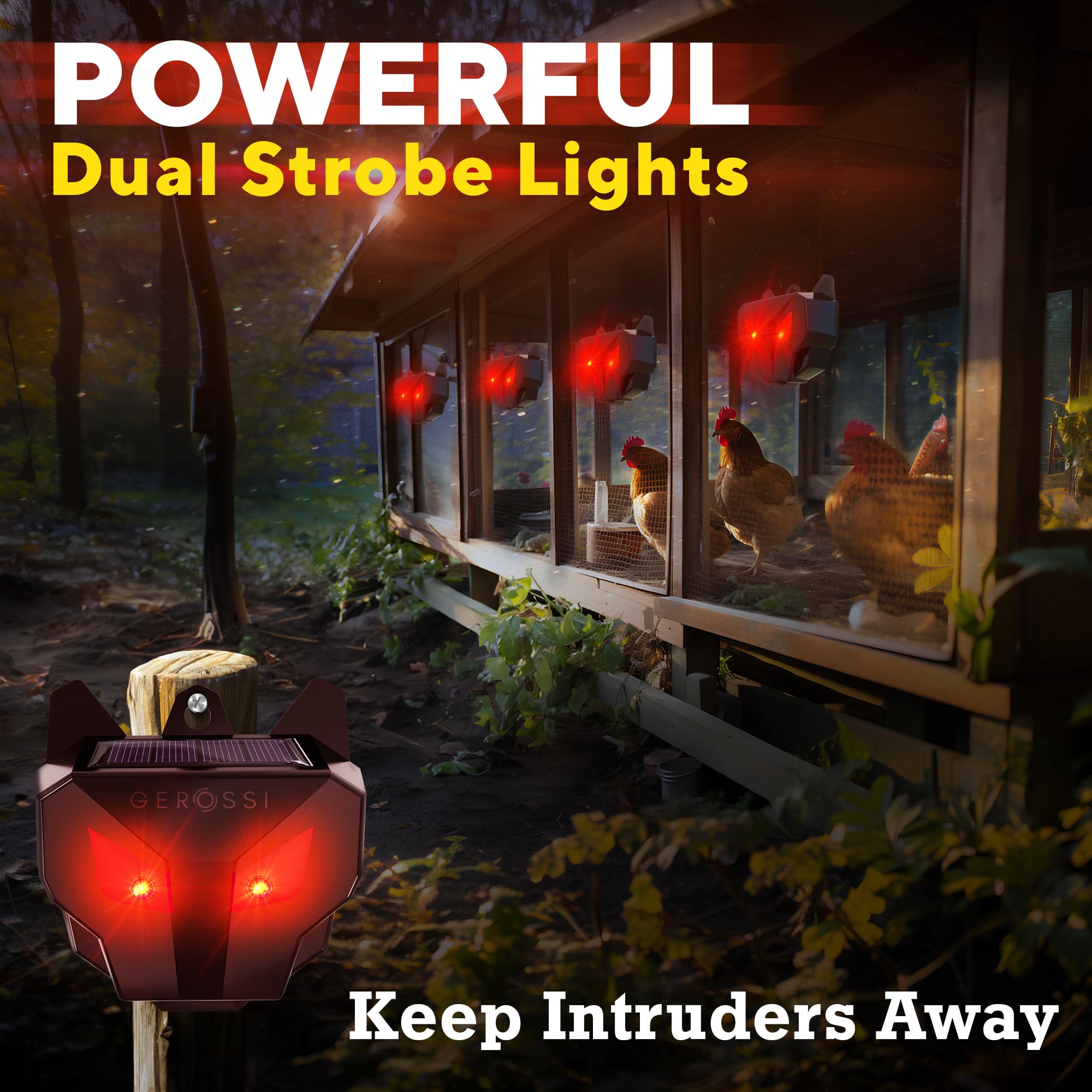 Solar Nocturnal Animal Repeller 4 Pack - Powerful Outdoor Pest Control for Coyotes, Deer, Foxes, Raccoons & Skunks - Waterproof Predator Deterrent Lights for Chicken Coops, Farms, Yards & Gardens - Protect Your Livestock & Crops from Wild Animals