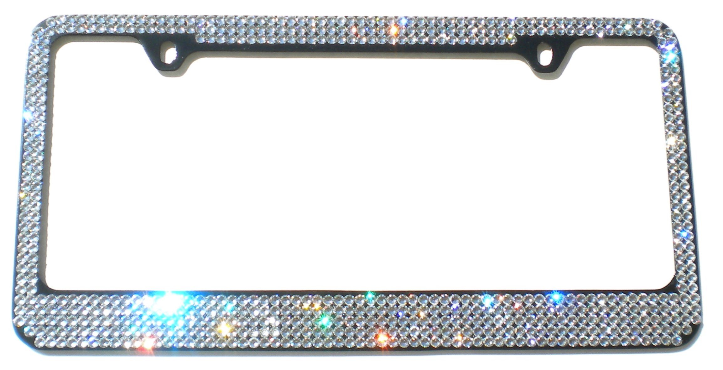 5 Row Black Rhinestone License Plate Frame - Premium Clear Austrian Crystals for Cars, Trucks & SUVs - Sparkling Bling Accessory for Night Driving & Car Shows