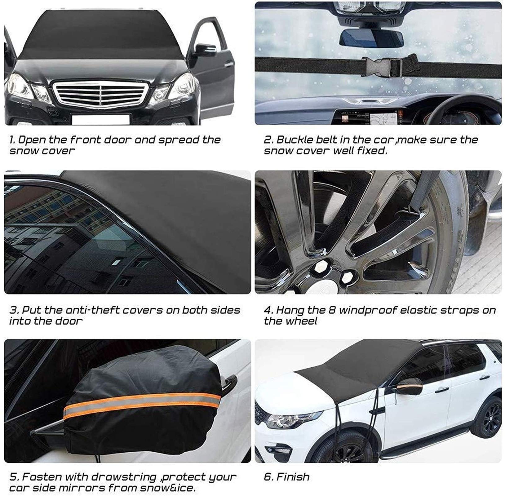 Universal Car Windshield Snow Cover - All Weather Ice Removal Wiper Protector & Sun Visor Shield for Winter & Summer - Perfect for Parking, Travel & Extreme Weather Protection