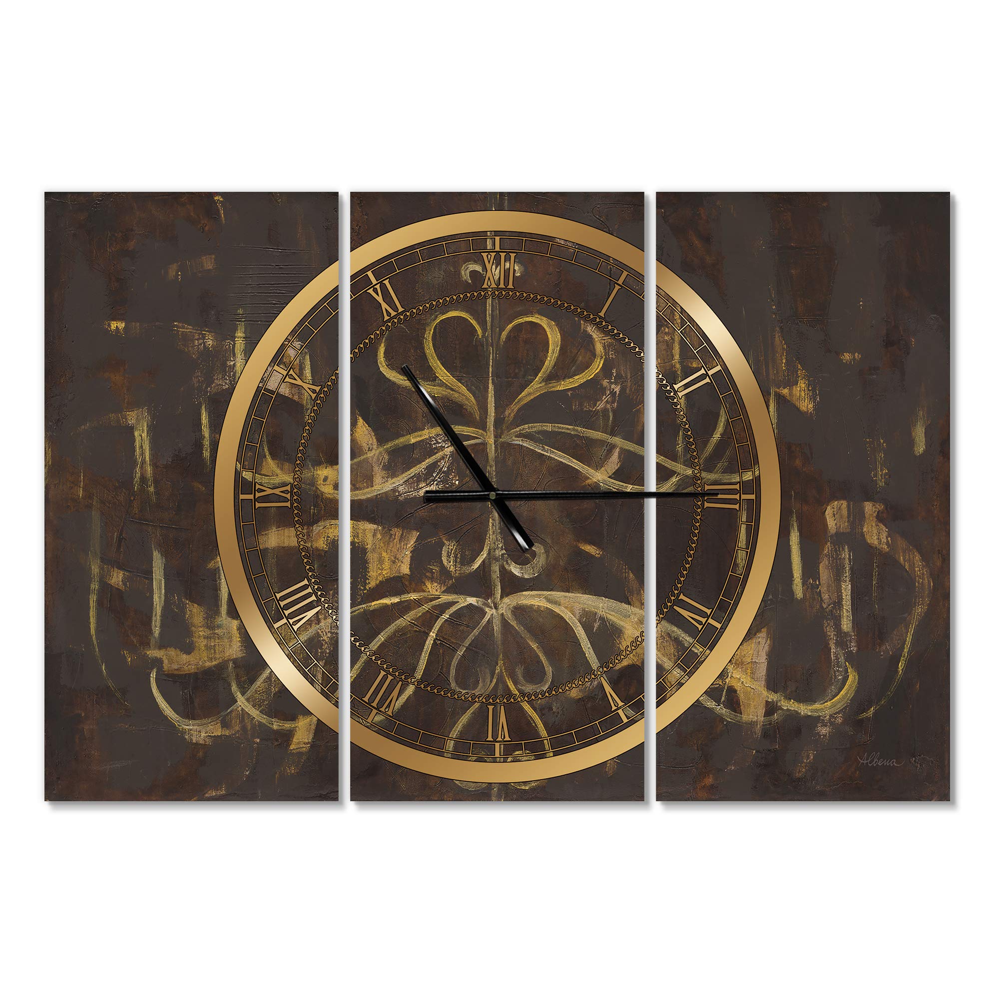 Designart Glam Gold Chandelier Wall Art - Modern 3 Panel Decorative Metal Clock for Home, Living Room, Bedroom & Office | Elegant Wall Decor with Multi Panel Design | Perfect for Contemporary Interiors & Luxury Spaces