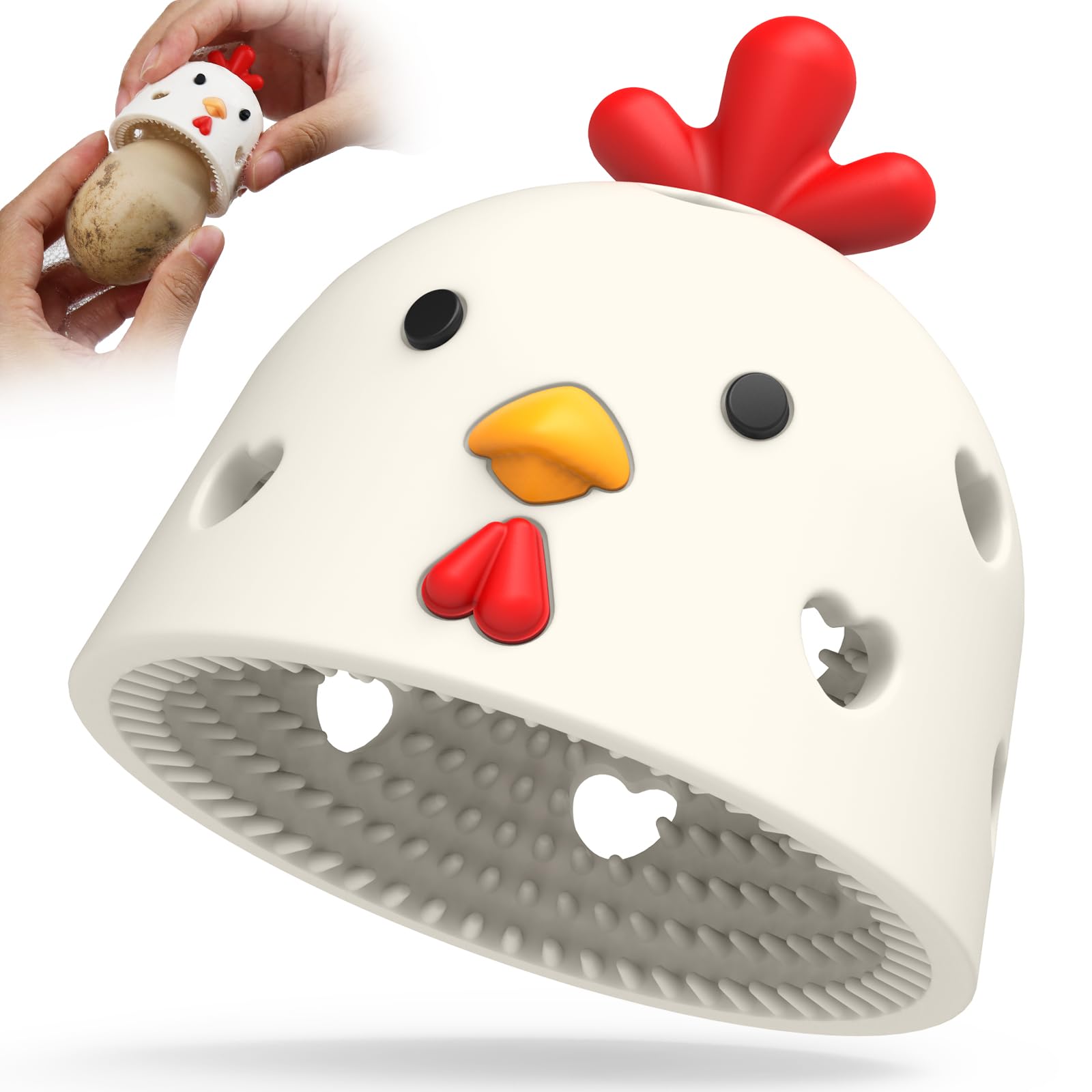 Soft Silicone Egg Cleaning Brush - Reusable Chicken-Shaped Egg Scrubber for Fresh Eggs, Fruits & Vegetables | Funny Kitchen Tool for Washing Eggs, Dishwasher Safe | Perfect for Farm Fresh Eggs, Organic Produce Cleaning & Baking Prep