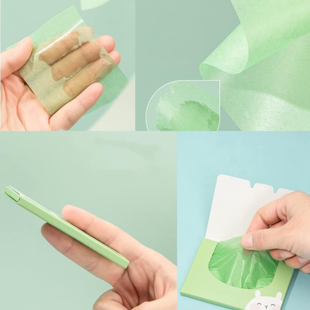 THECLOUDMALL® 100-Pack Bamboo Charcoal & Green Tea Oil Absorbing Sheets for Face - Natural Oil Blotting Paper for Oily Skin, Shine Control & Makeup Touch Ups - Perfect for Travel, Gym & Daily Skincare Routine